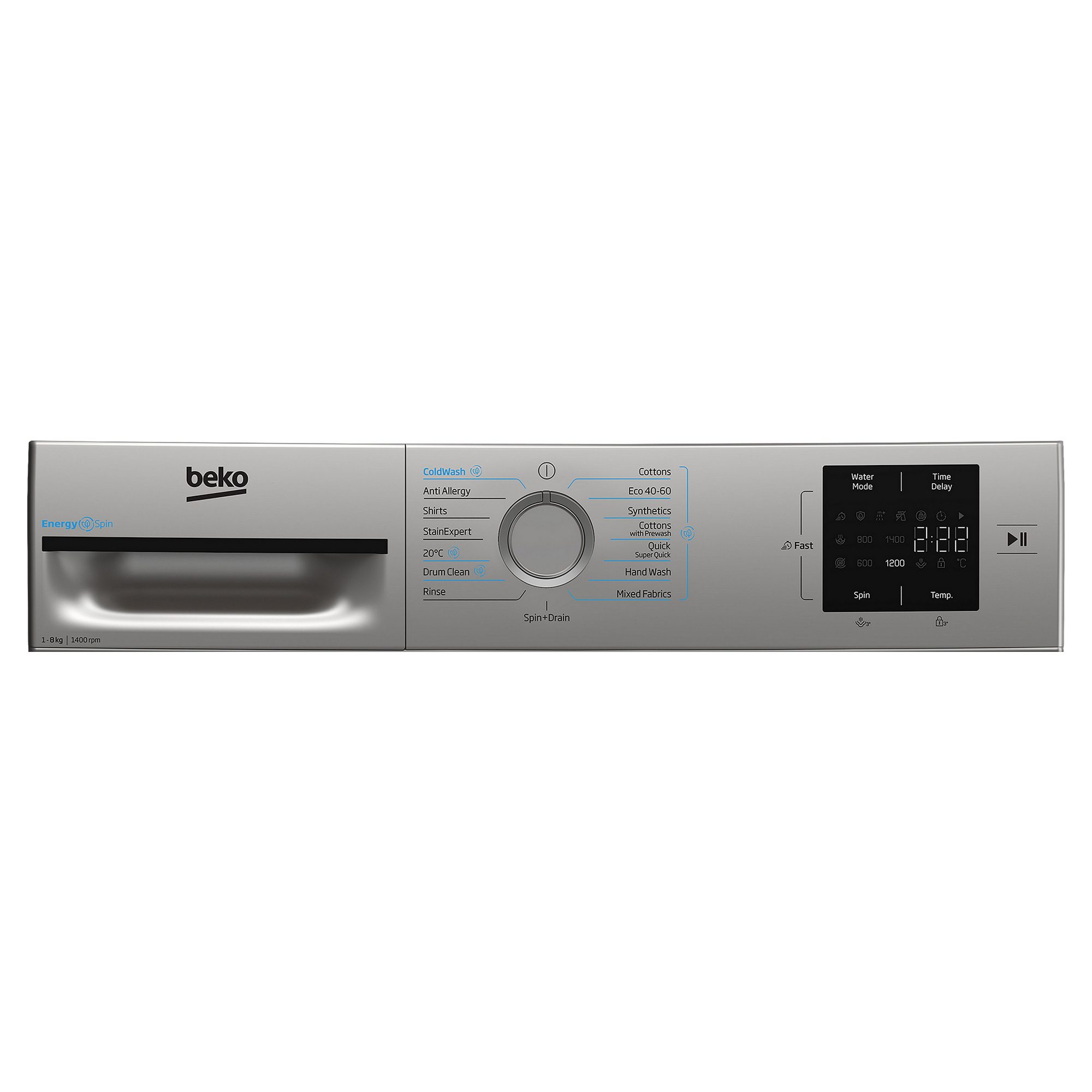 Beko 8kg Washing Machine 1400rpm BMN3WT3841S - Silver Beko 8kg Washing Machine 1400rpm BMN3WT3841S - Silver