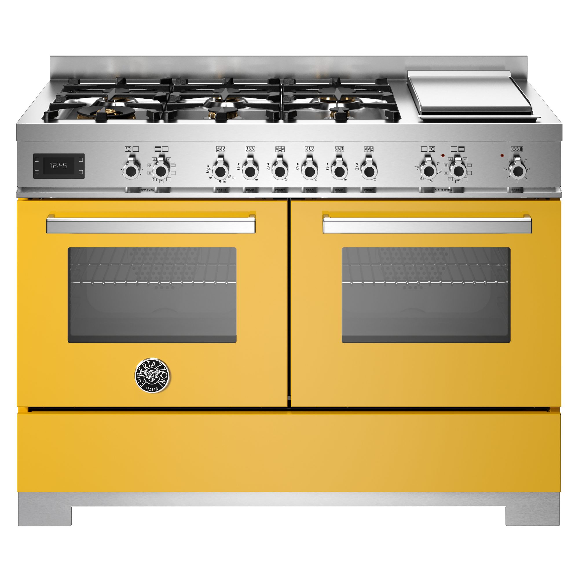 Bertazzoni  120cm Professional Dual Fuel Range Cooker With Griddle PRO126G2EGIT2 - Yellow