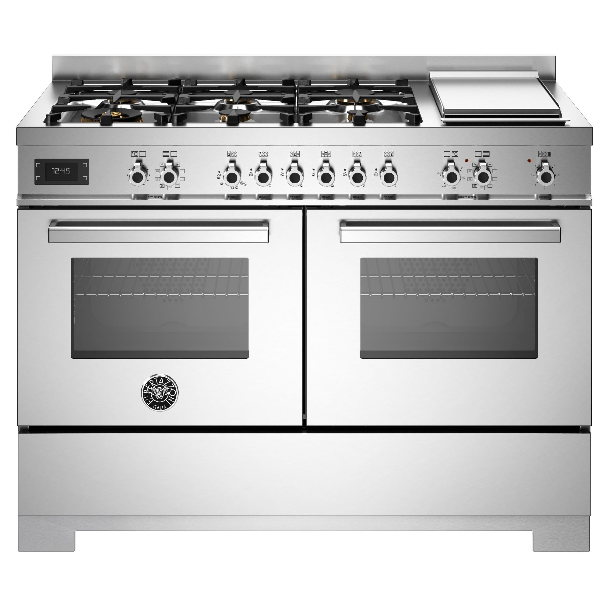 Bertazzoni  120cm Professional Dual Fuel Range Cooker With Griddle PRO126G2EXT2 - Stainless Steel