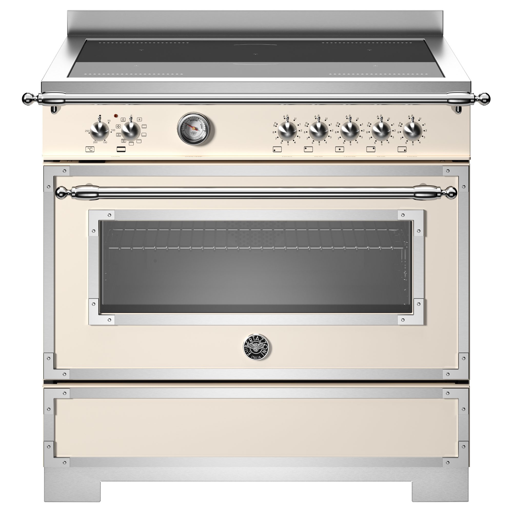 Bertazzoni  90cm Heritage Induction Single Oven Range Cooker HER95I1EAVT2 - Ivory