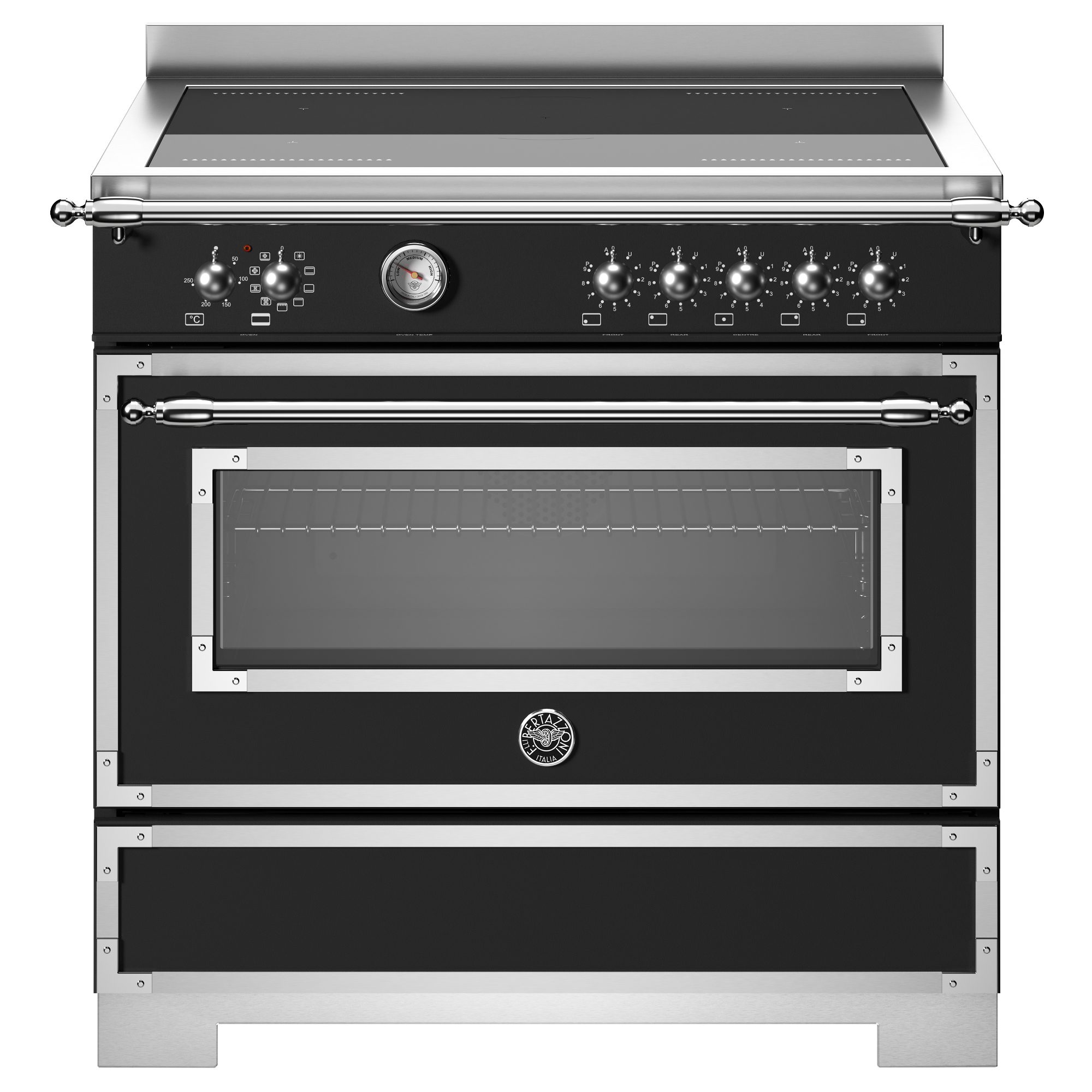 Bertazzoni  90cm Heritage Induction Single Oven Range Cooker HER95I1ENET2 - Black