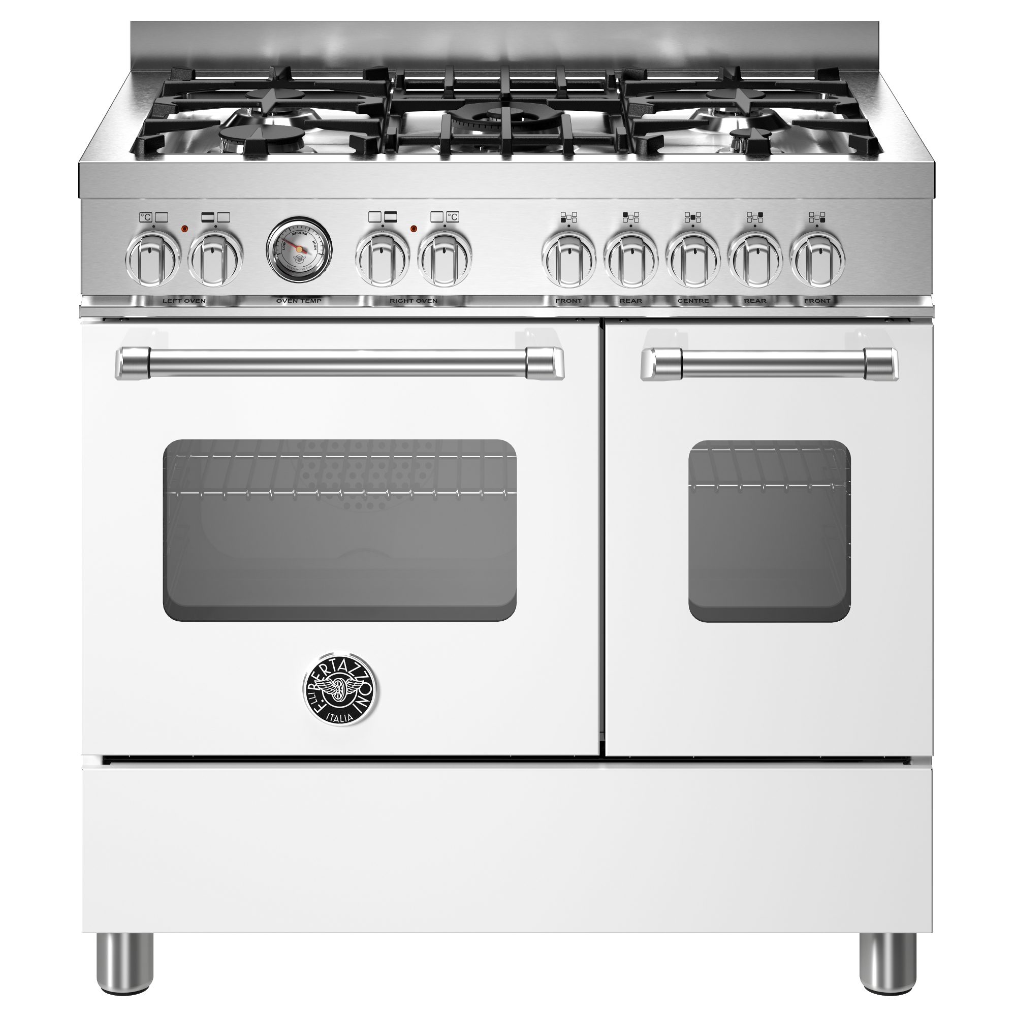 Bertazzoni  Master 90cm Range Cooker Twin Oven Dual Fuel Matt White MAS95C2EBIC