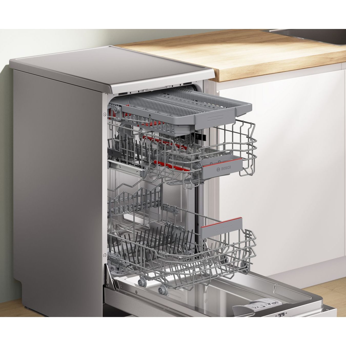 Bosch 45cm Series 4 Freestanding Dishwasher SPS4HMI14G - Silver Bosch 45cm Series 4 Freestanding Dishwasher SPS4HMI14G - Silver