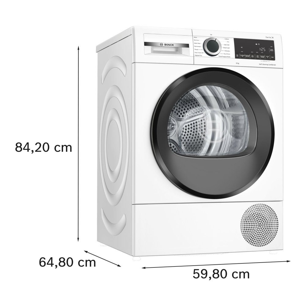 Bosch 9kg Series 6 Heat Pump Condenser Dryer WQG24502GB - White Bosch 9kg Series 6 Heat Pump Condenser Dryer WQG24502GB - White