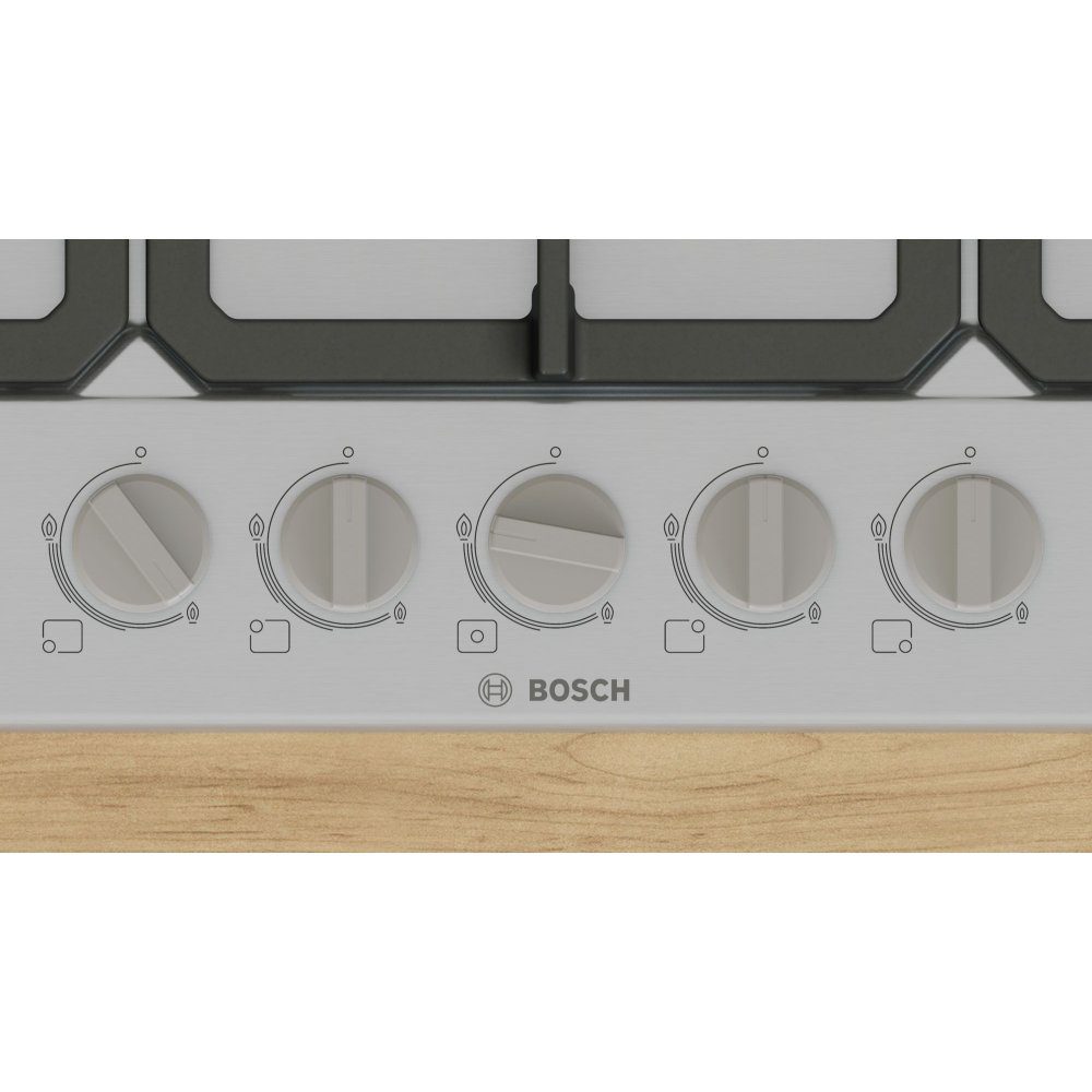 Bosch 75cm Series 4 5 Burner Gas Hob PGQ7B5K90 - Stainless Steel Bosch 75cm Series 4 5 Burner Gas Hob PGQ7B5K90 - Stainless Steel