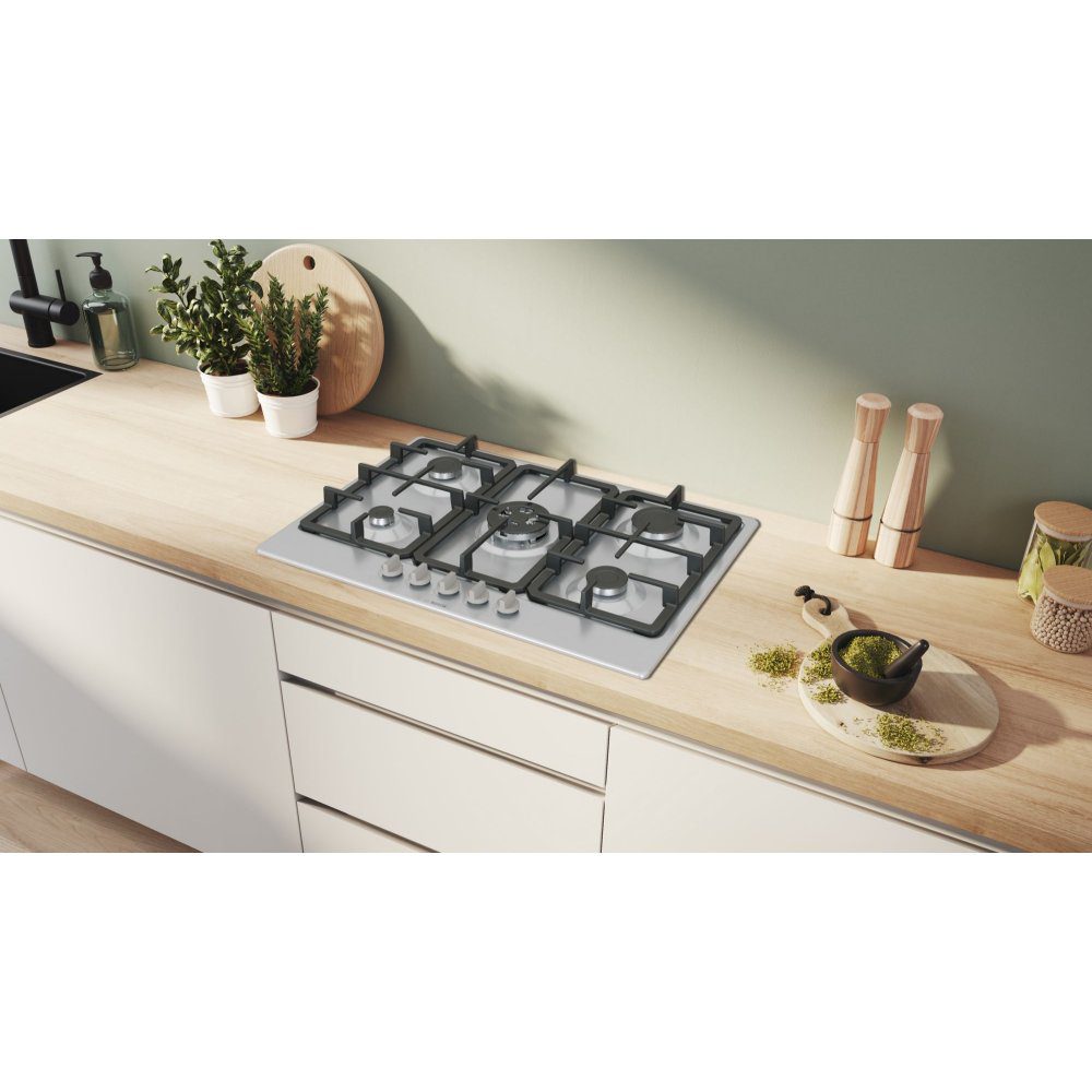 Bosch 75cm Series 4 5 Burner Gas Hob PGQ7B5K90 - Stainless Steel Bosch 75cm Series 4 5 Burner Gas Hob PGQ7B5K90 - Stainless Steel