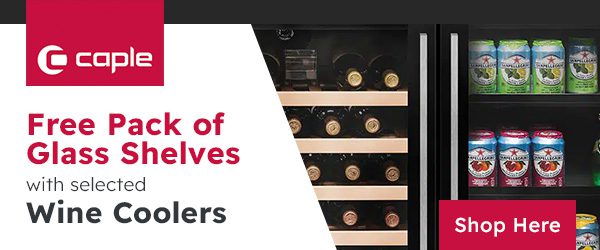 caple free glass shelves with selected wine coolers promotional image