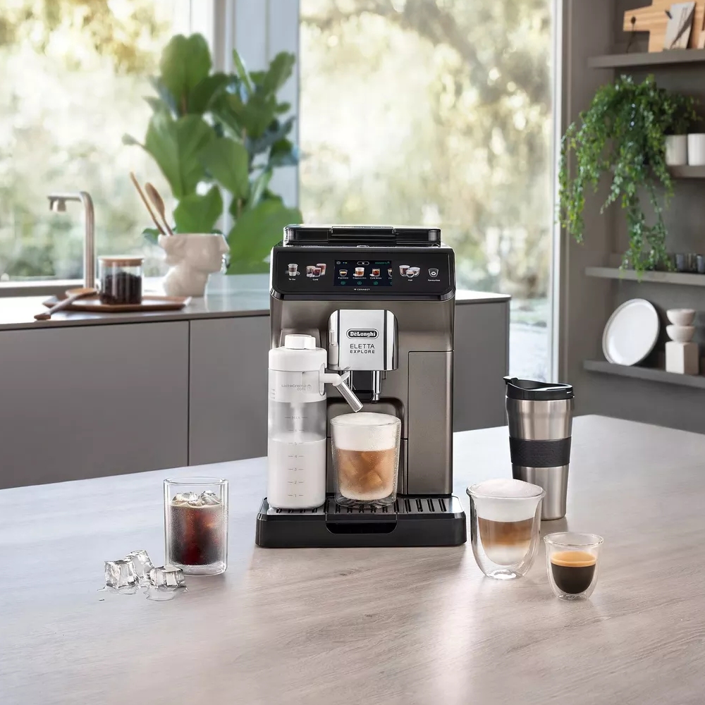 Delonghi Freestanding Eletta Explore Bean to Cup Coffee Machine ECAM450.86.T - TITANIUM Delonghi Freestanding Eletta Explore Bean to Cup Coffee Machine ECAM450.86.T - TITANIUM