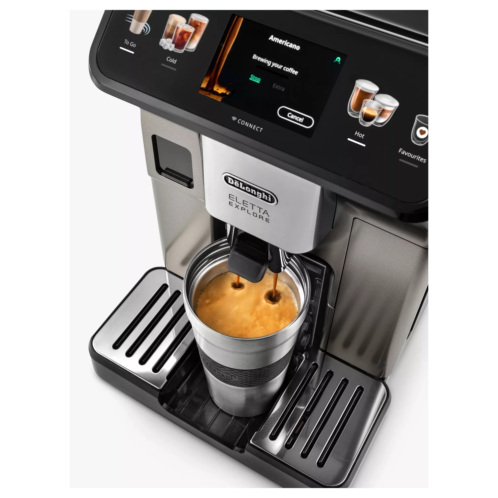 Delonghi Freestanding Eletta Explore Bean to Cup Coffee Machine ECAM450.86.T - TITANIUM Delonghi Freestanding Eletta Explore Bean to Cup Coffee Machine ECAM450.86.T - TITANIUM
