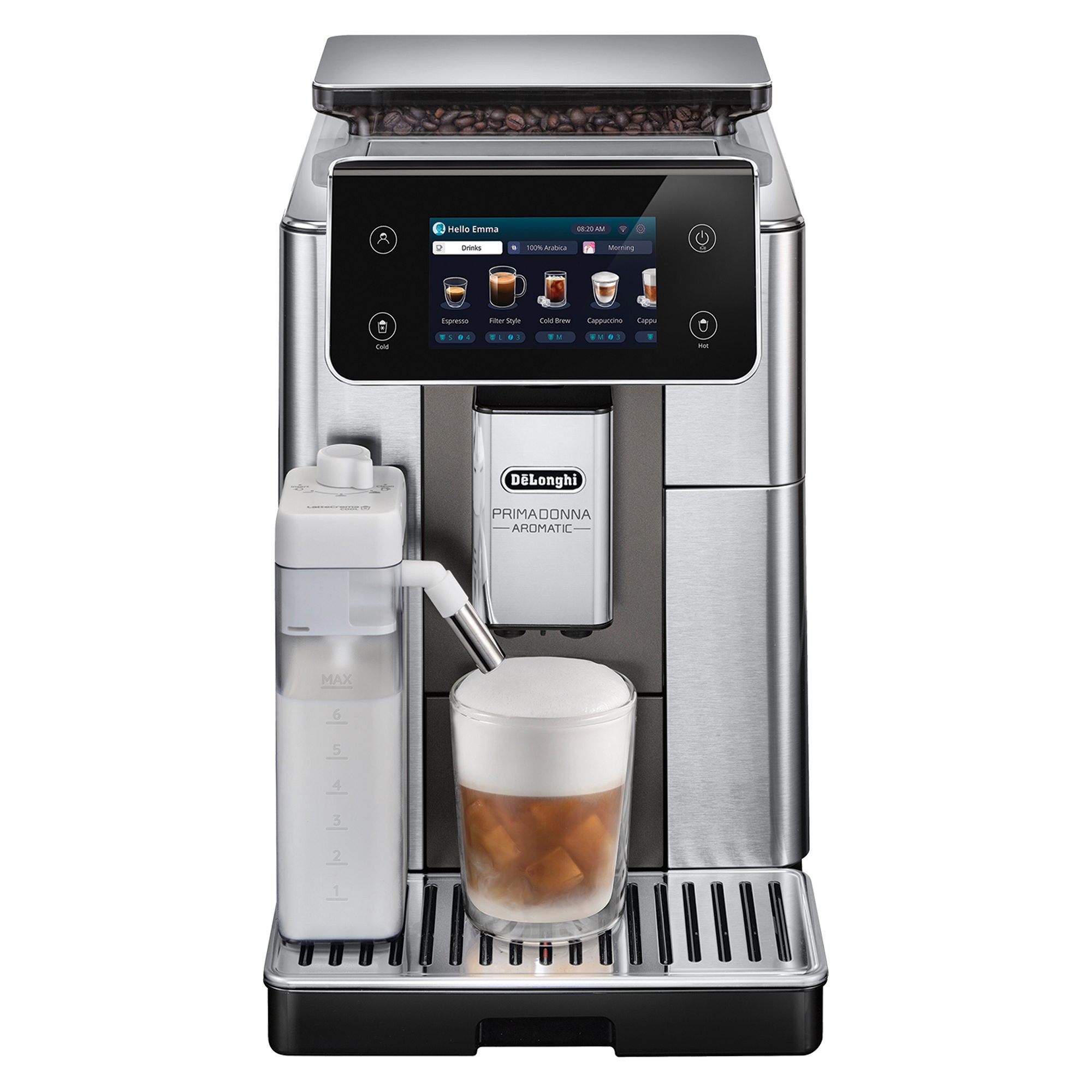 De'Longhi Freestanding PrimaDonna Aromatic Bean to Cup Coffee Machine ECAM630.75 – Titanium