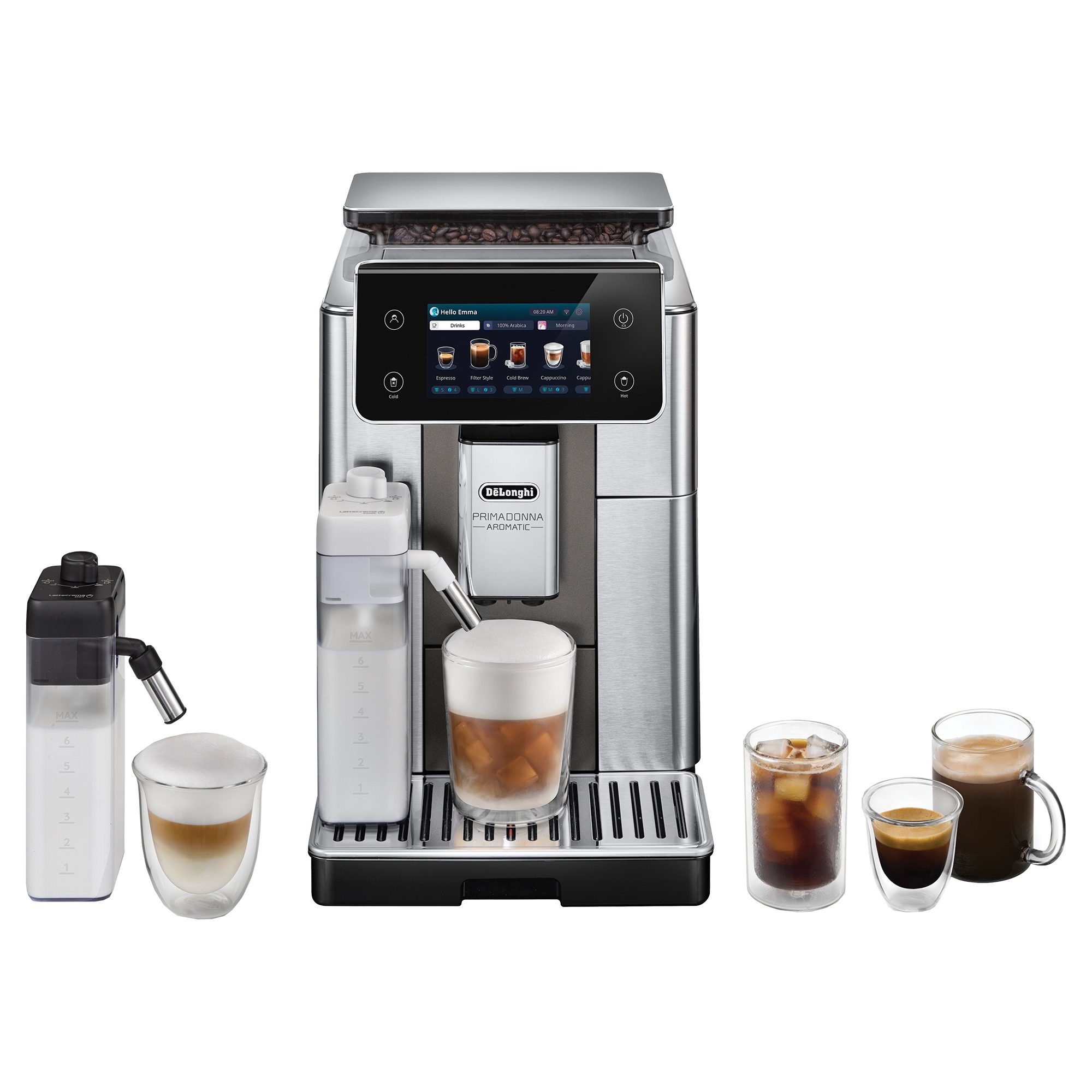 Delonghi Freestanding PrimaDonna Aromatic Bean to Cup Coffee Machine ECAM630.75 - TITANIUM Delonghi Freestanding PrimaDonna Aromatic Bean to Cup Coffee Machine ECAM630.75 - TITANIUM