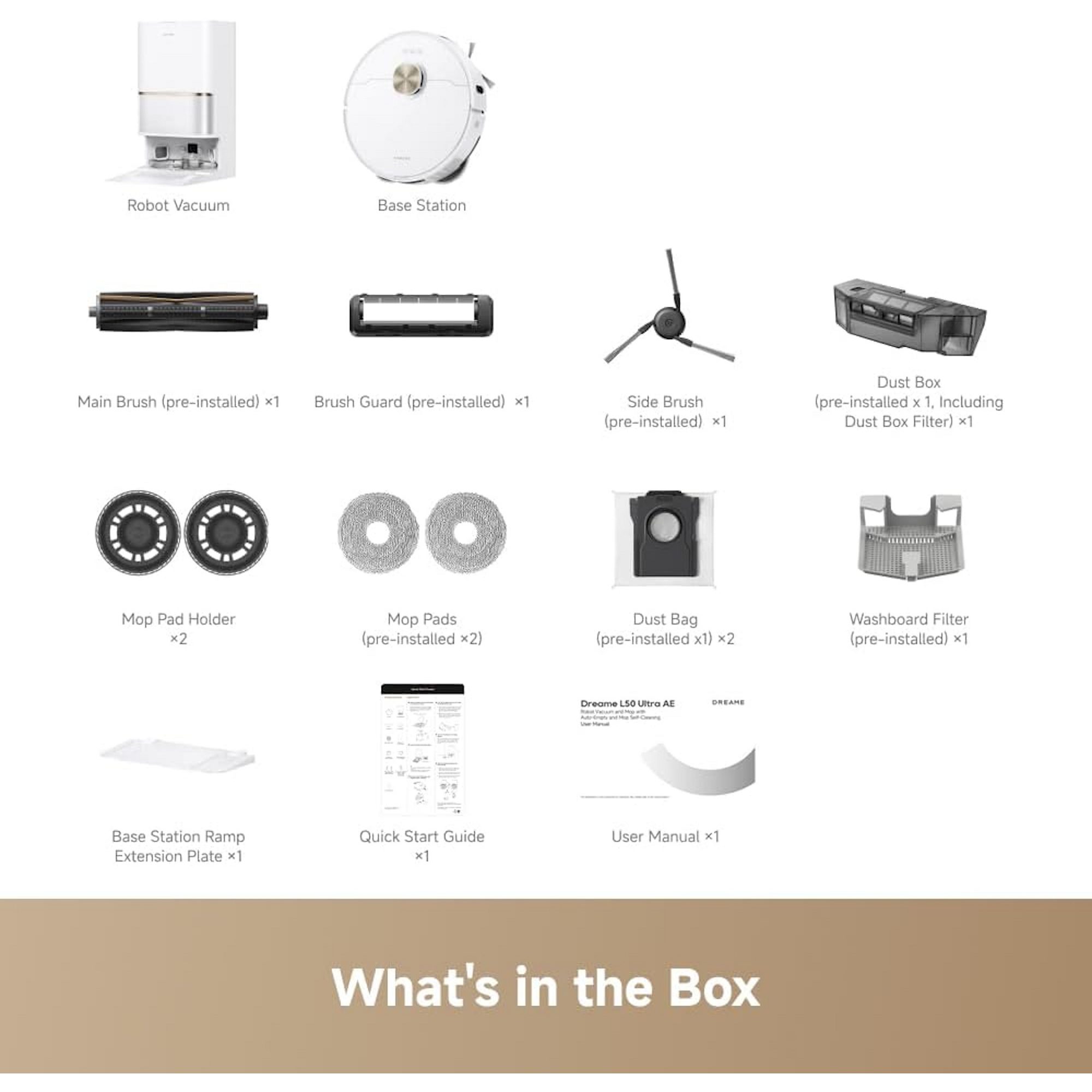 Dreame L50 Ultra Ae Robot Vacuum Cleaner and Mop With Self-Cleaning and Auto-Empty RLL51SE_WH White Dreame L50 Ultra Ae Robot Vacuum Cleaner and Mop With Self-Cleaning and Auto-Empty RLL51SE_WH White