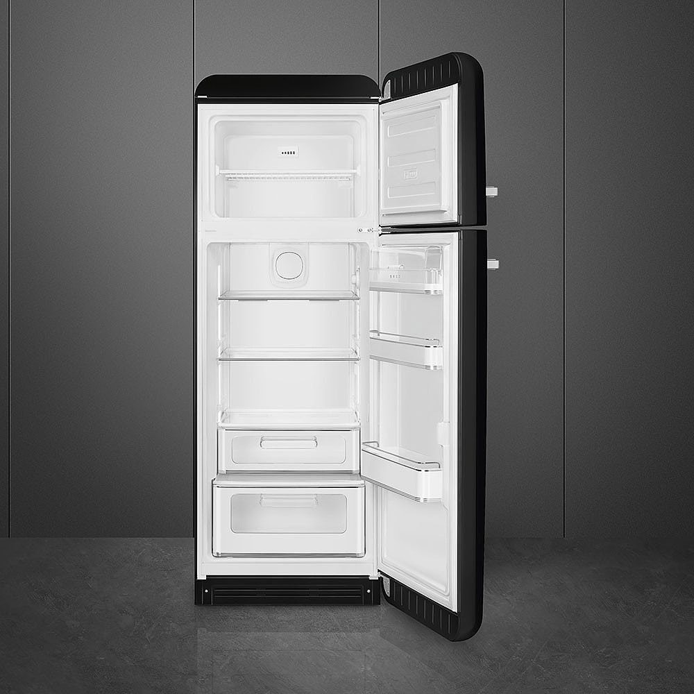 Smeg 60cm 50s Style Right Hand Hinge Freezer over Fridge Black FAB30RBL6UK Smeg 60cm 50s Style Right Hand Hinge Freezer over Fridge Black FAB30RBL6UK