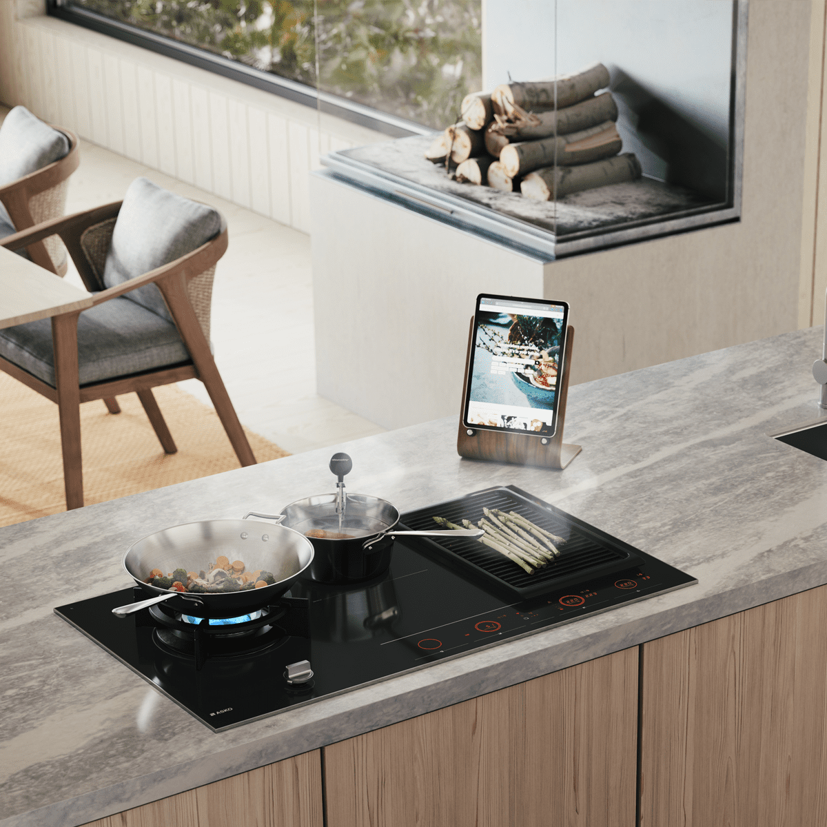 Asko 90cm Mixed Fuel Induction And Gas Hob HIG89524BGB1 - BLACK Asko 90cm Mixed Fuel Induction And Gas Hob HIG89524BGB1 - BLACK