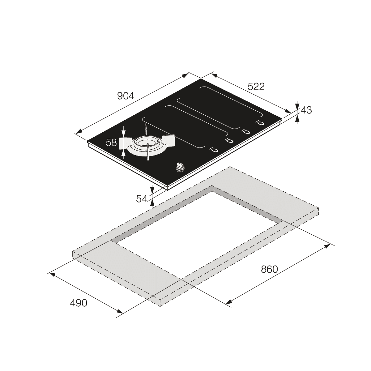 Asko 90cm Mixed Fuel Induction And Gas Hob HIG89524BGB1 - BLACK Asko 90cm Mixed Fuel Induction And Gas Hob HIG89524BGB1 - BLACK