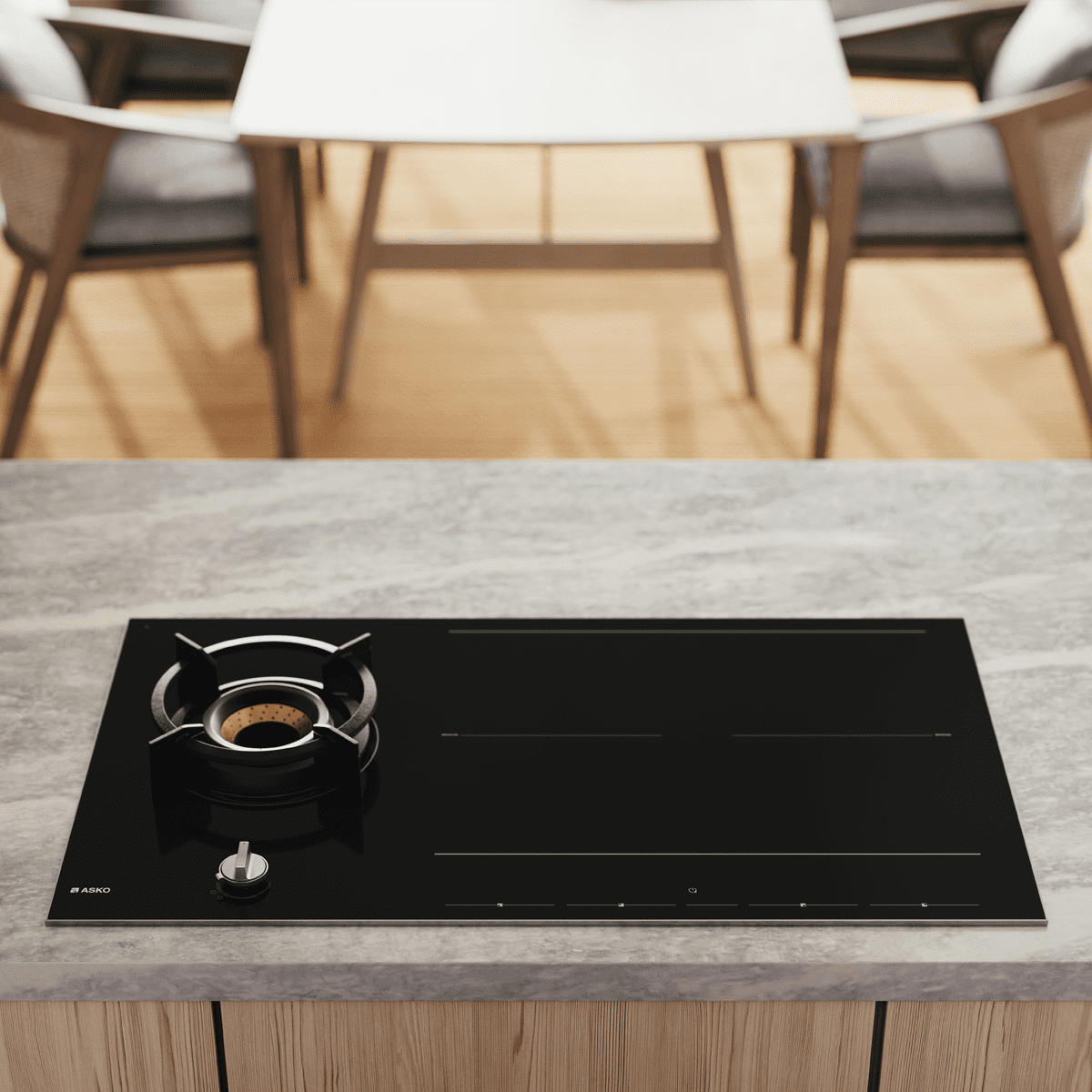 Asko 90cm Mixed Fuel Induction And Gas Hob HIG89524BGB1 - BLACK Asko 90cm Mixed Fuel Induction And Gas Hob HIG89524BGB1 - BLACK