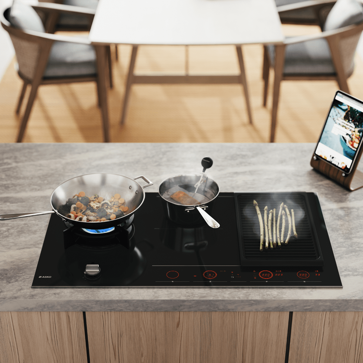 Asko 90cm Mixed Fuel Induction And Gas Hob HIG89524BGB1 - BLACK Asko 90cm Mixed Fuel Induction And Gas Hob HIG89524BGB1 - BLACK