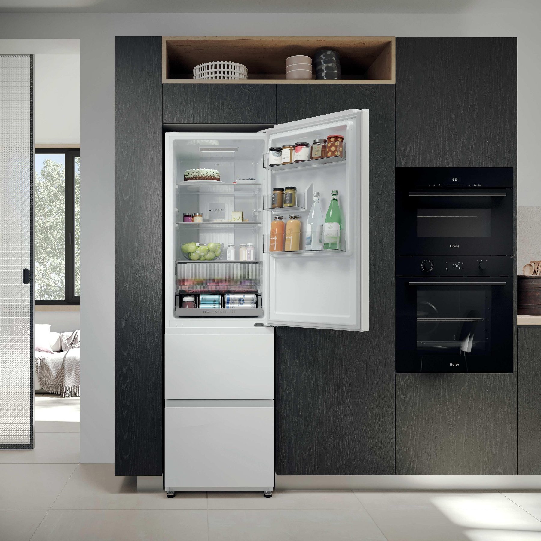 Haier 55cm Frost Free Fridge Freezer HTR3518ENMWK - White Haier 55cm Frost Free Fridge Freezer HTR3518ENMWK - White
