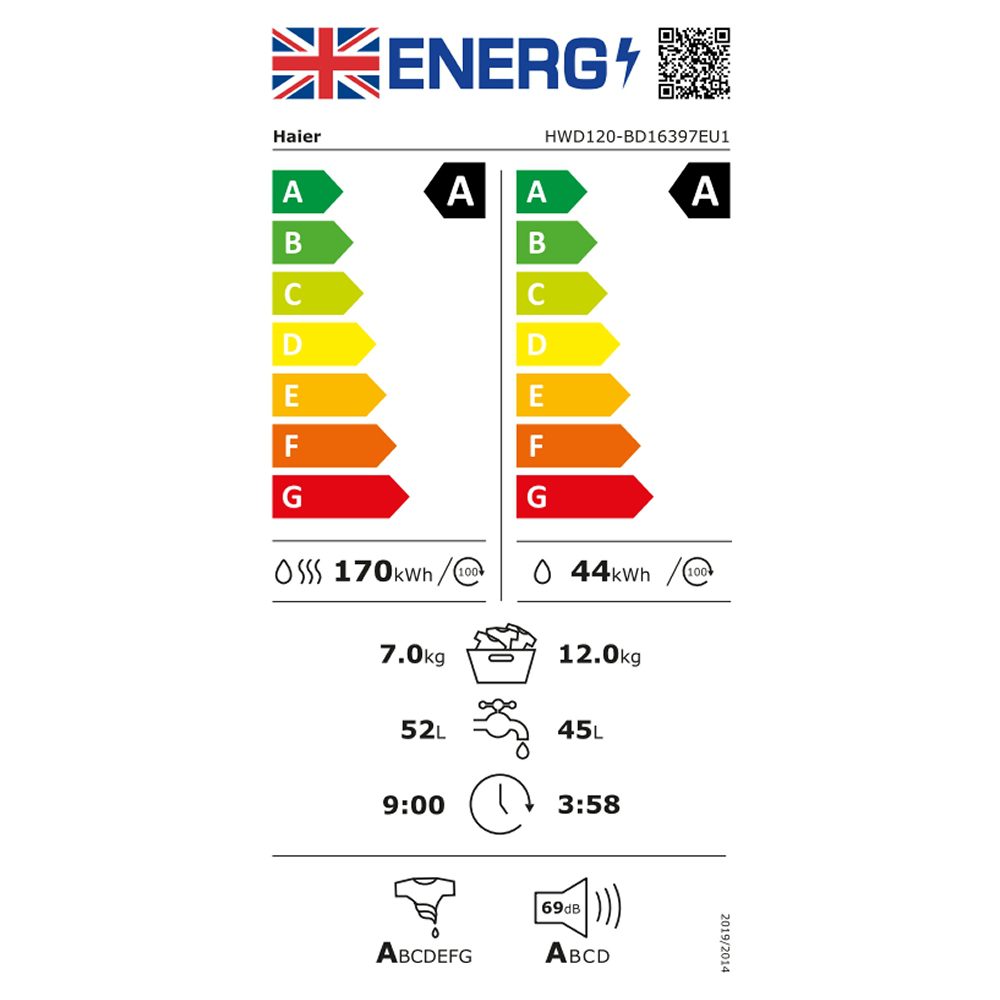 Haier 12kg/7kg X11 Autodose Washer Dryer HWD120BD16397EUK - White Haier 12kg/7kg X11 Autodose Washer Dryer HWD120BD16397EUK - White