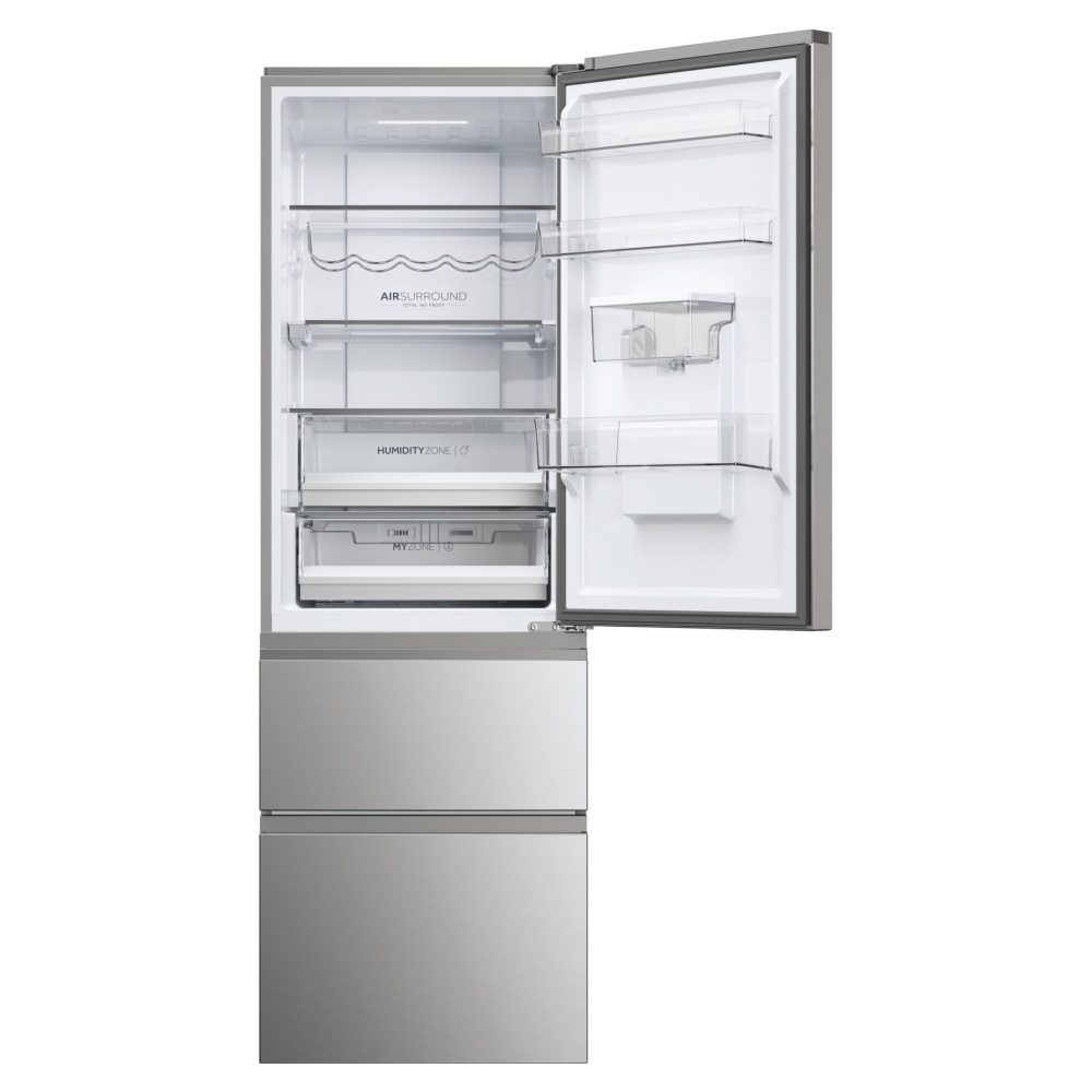 Haier 60cm MyZone Frost Free Fridge Freezer With Water HTW5618EWMG - Stainless Steel Haier 60cm MyZone Frost Free Fridge Freezer With Water HTW5618EWMG - Stainless Steel