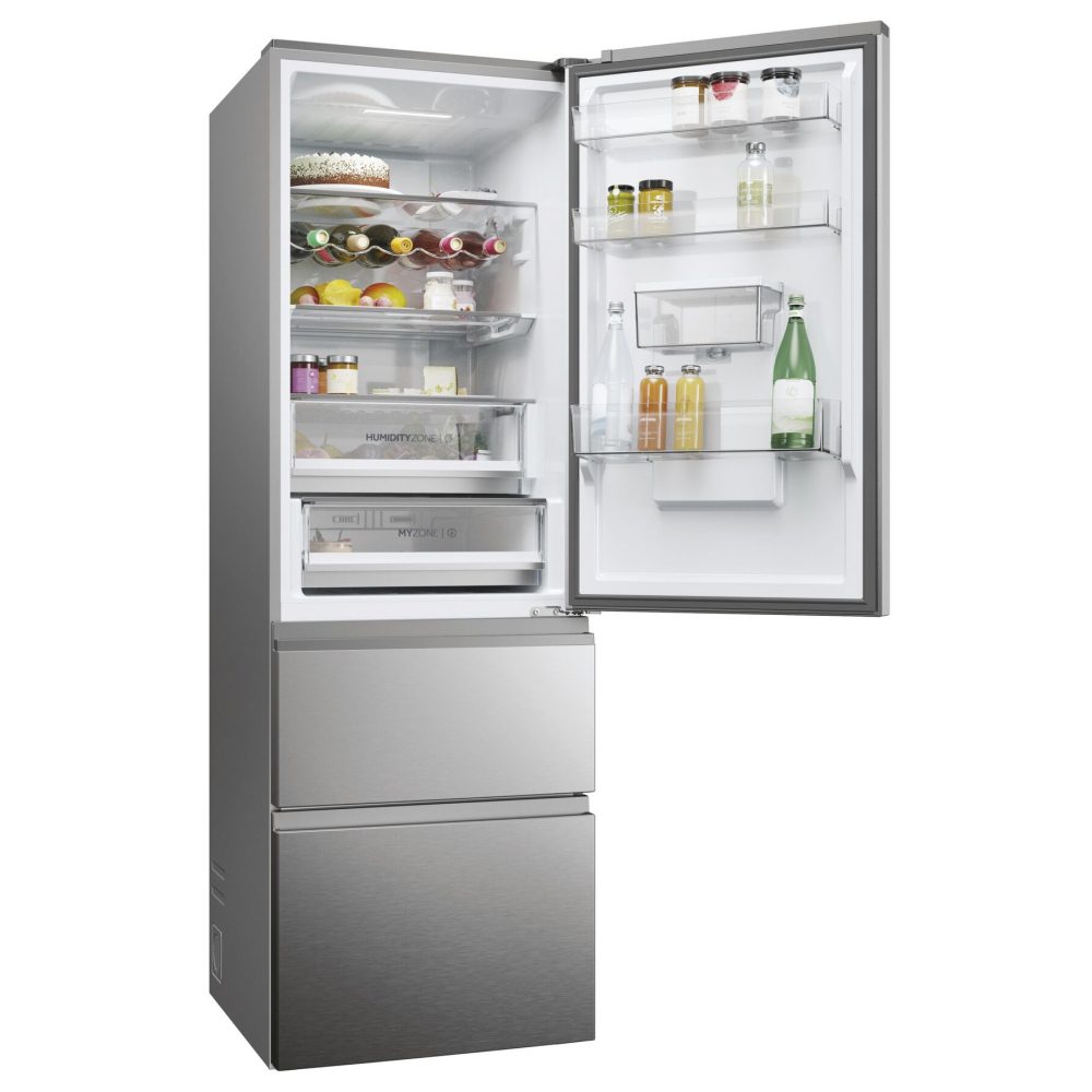 Haier 60cm MyZone Frost Free Fridge Freezer With Water HTW5618EWMG - Stainless Steel Haier 60cm MyZone Frost Free Fridge Freezer With Water HTW5618EWMG - Stainless Steel