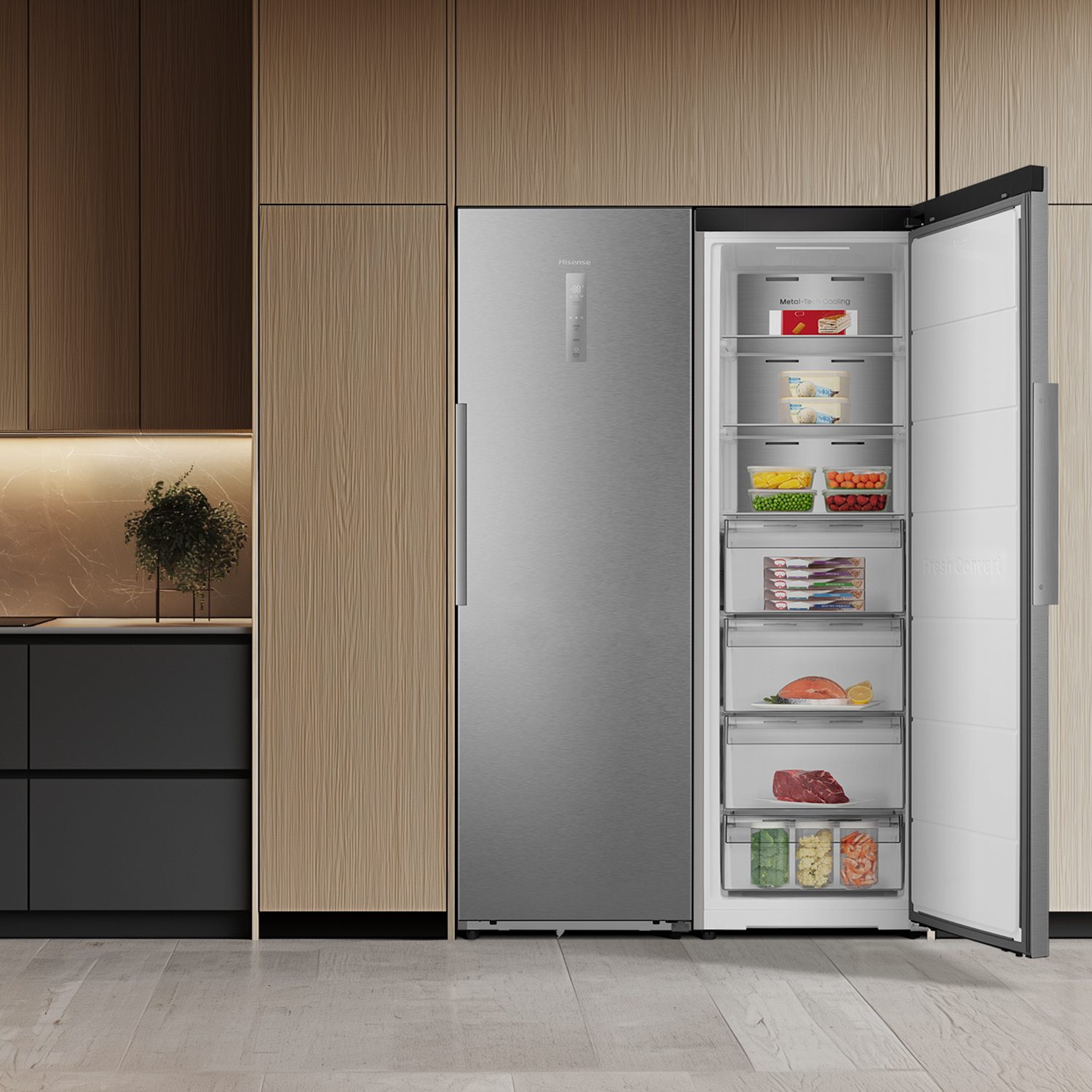 Hisense 60cm Frost Free KitchenFit Freezer FT3K310SAIE - Silver Hisense 60cm Frost Free KitchenFit Freezer FT3K310SAIE - Silver