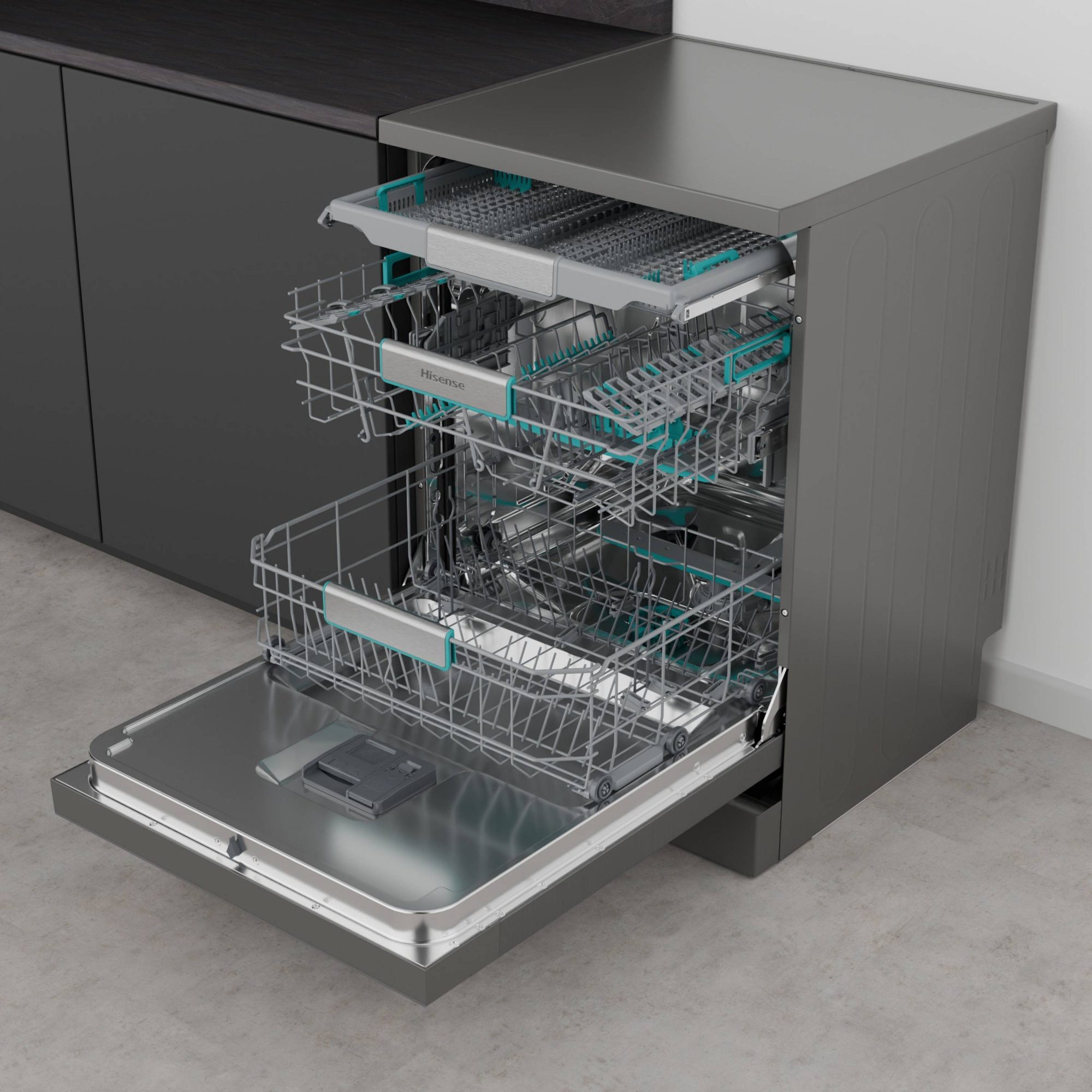 Hisense 60cm Freestanding Dishwasher HS673A90XUK - Silver Hisense 60cm Freestanding Dishwasher HS673A90XUK - Silver