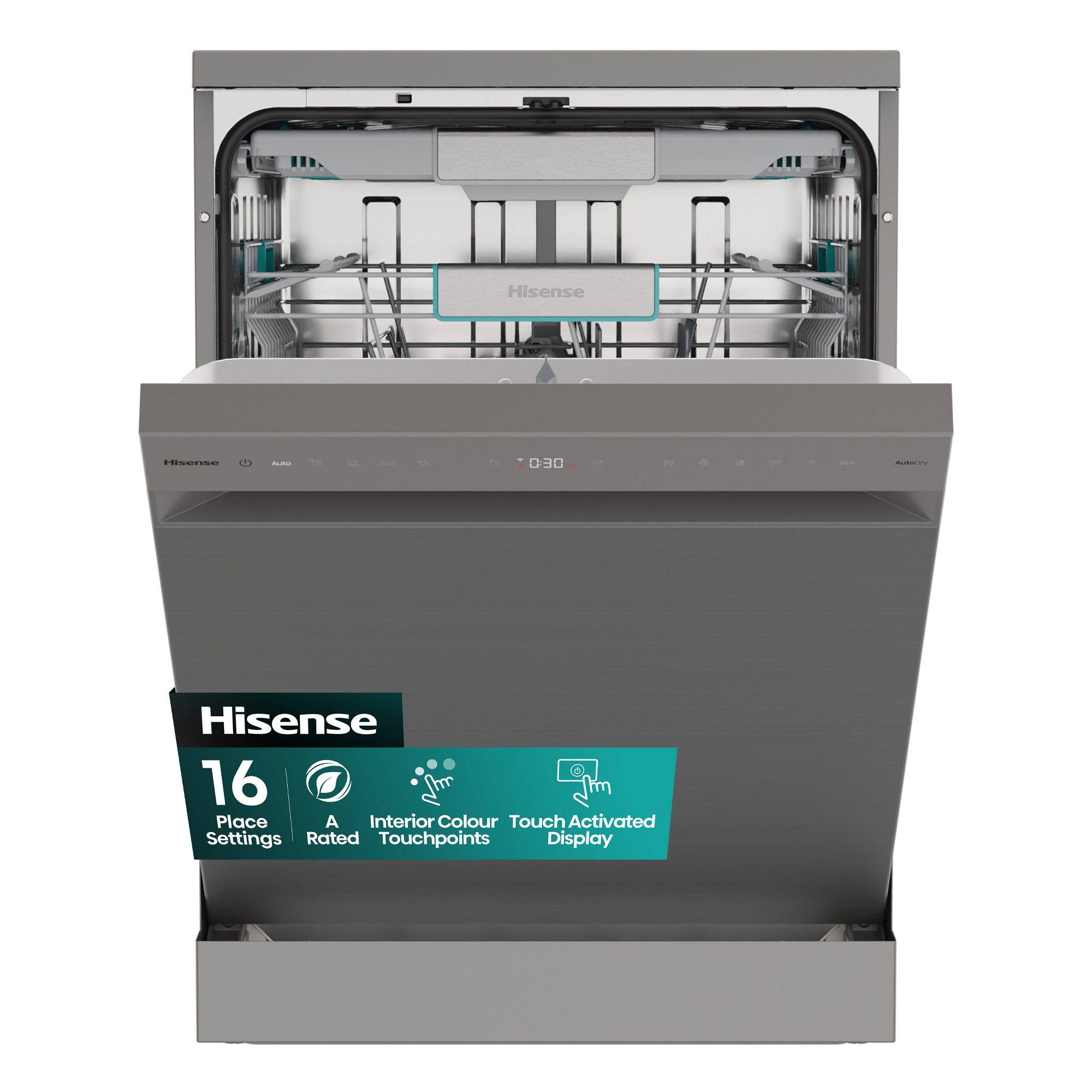 Hisense 60cm Freestanding Dishwasher HS673A90XUK - Silver Hisense 60cm Freestanding Dishwasher HS673A90XUK - Silver