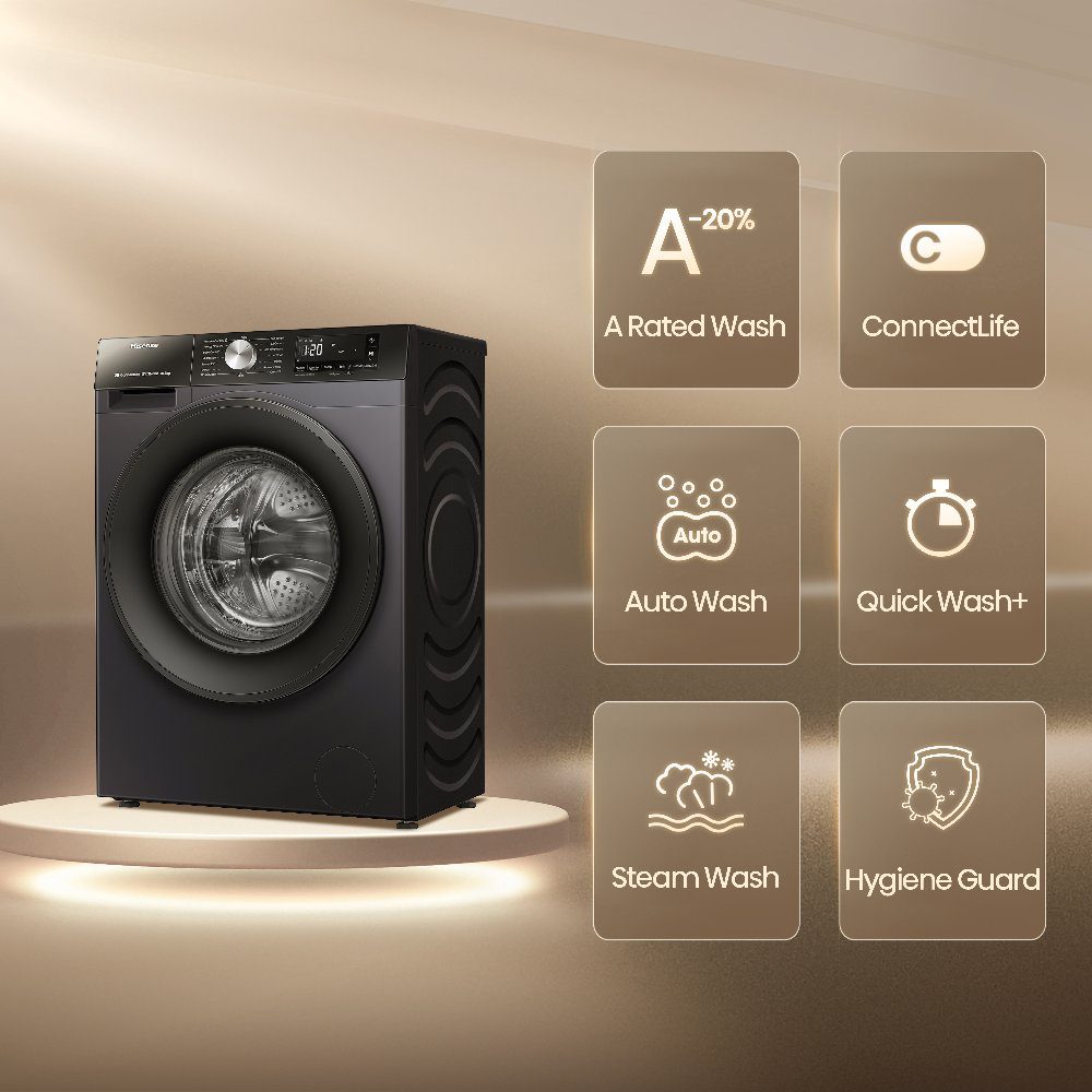 Hisense 10.5kg 3S Series Washing Machine 1400rpm WF3S1043BB3 - Black Hisense 10.5kg 3S Series Washing Machine 1400rpm WF3S1043BB3 - Black
