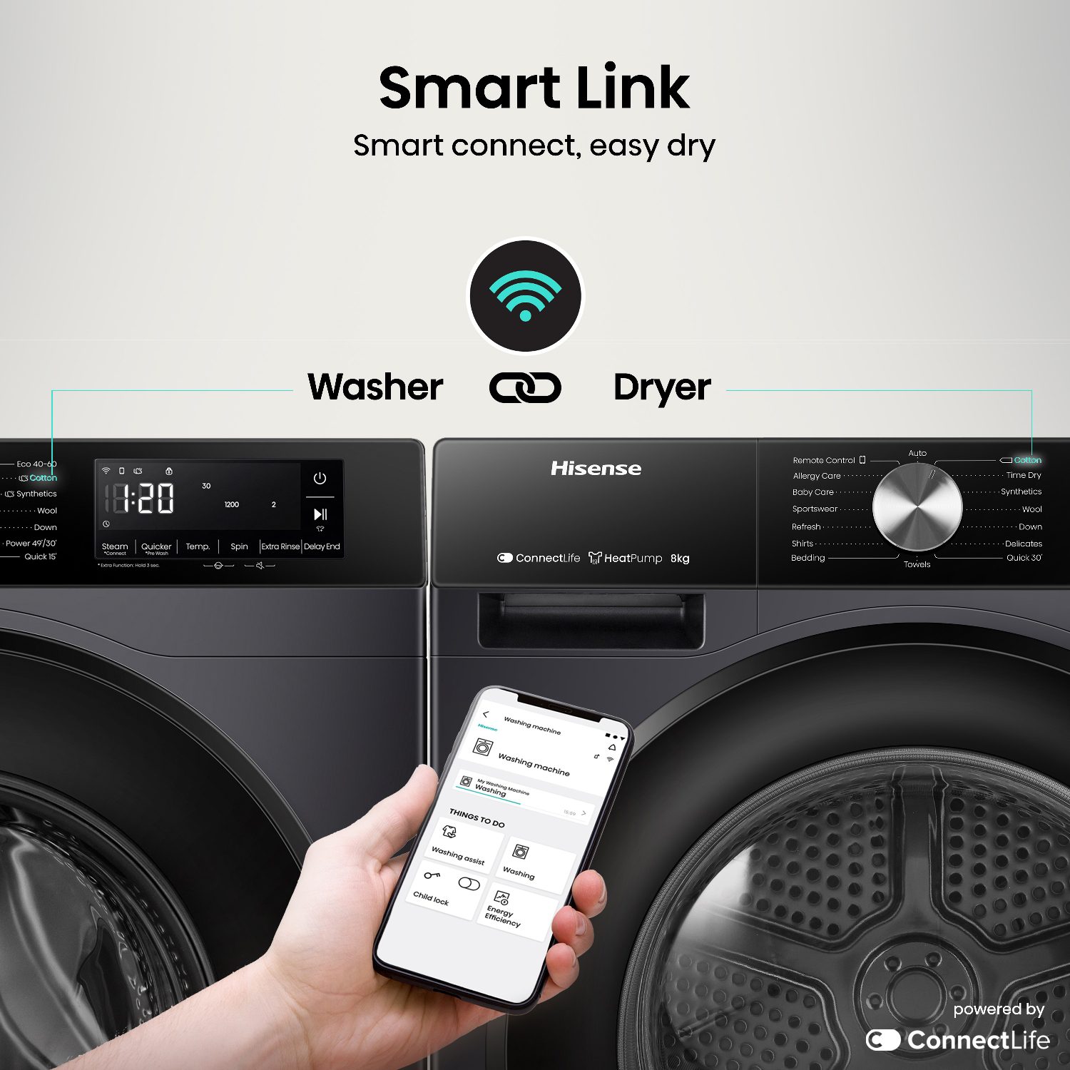 Hisense 8kg 3S Series Heat Pump Condenser Tumble Dryer DH3S802BB3 - Black Hisense 8kg 3S Series Heat Pump Condenser Tumble Dryer DH3S802BB3 - Black