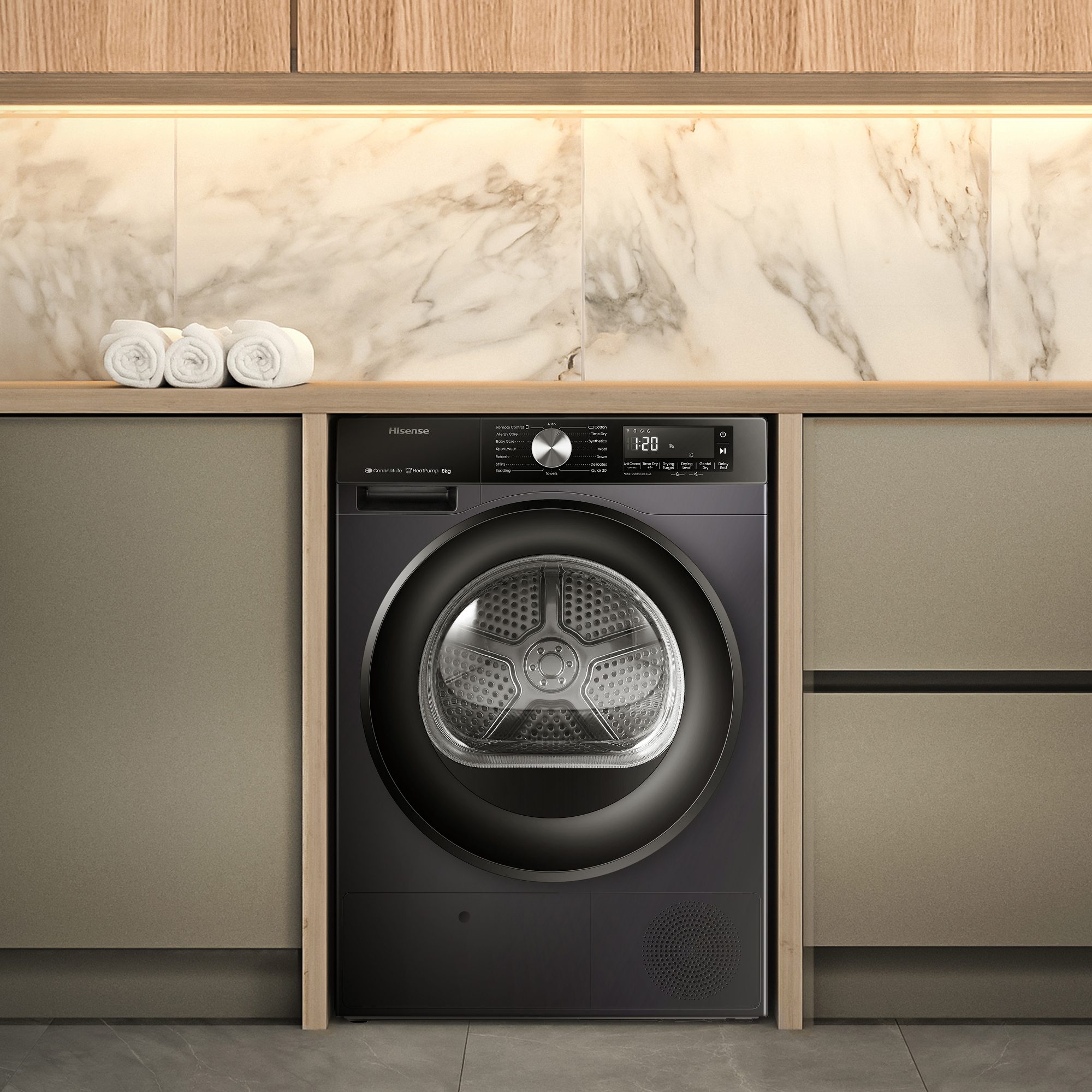 Hisense 8kg 3S Series Heat Pump Condenser Tumble Dryer DH3S802BB3 - Black Hisense 8kg 3S Series Heat Pump Condenser Tumble Dryer DH3S802BB3 - Black