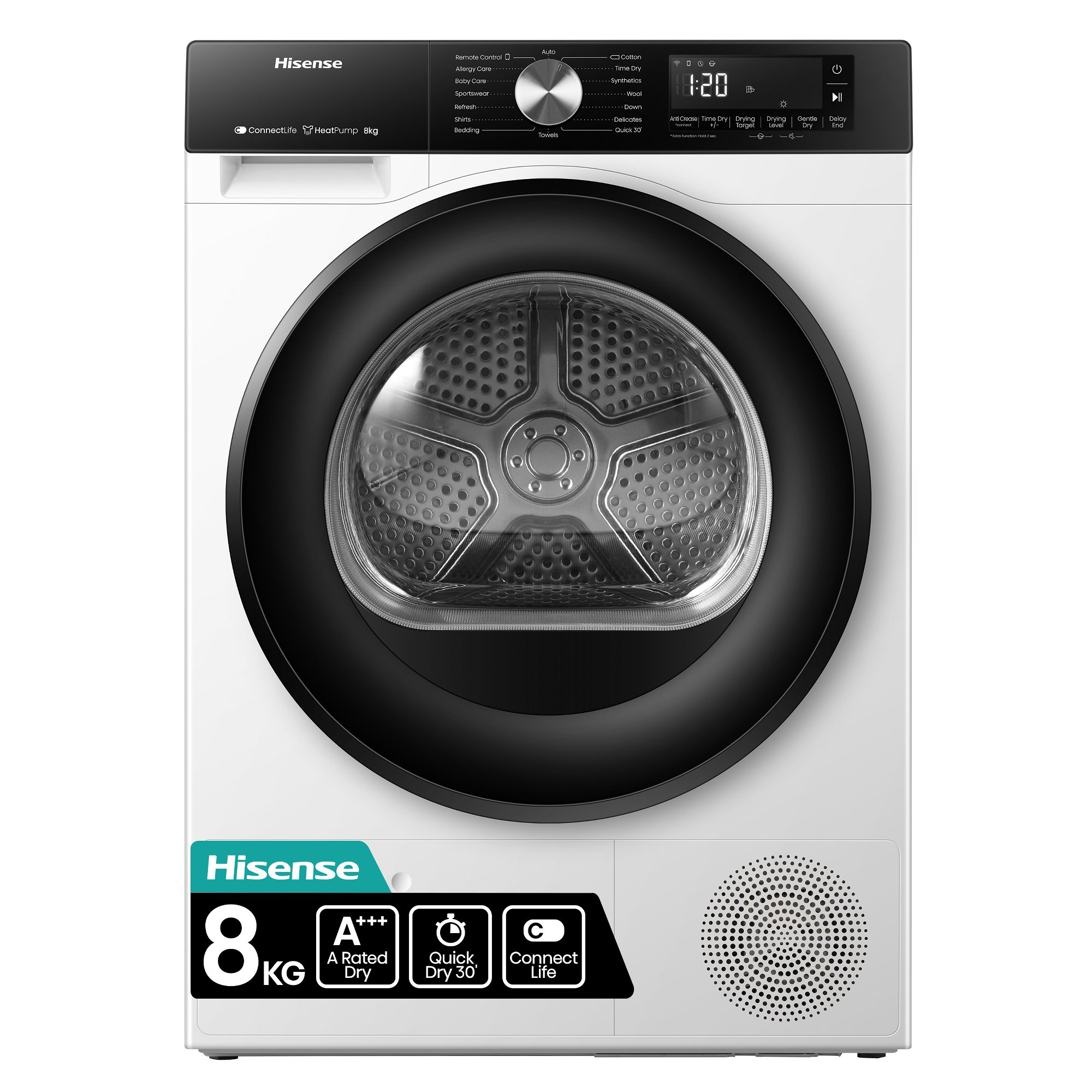 Hisense  8kg 3S Series Heat Pump Condenser Tumble Dryer DH3S802BW3 - White