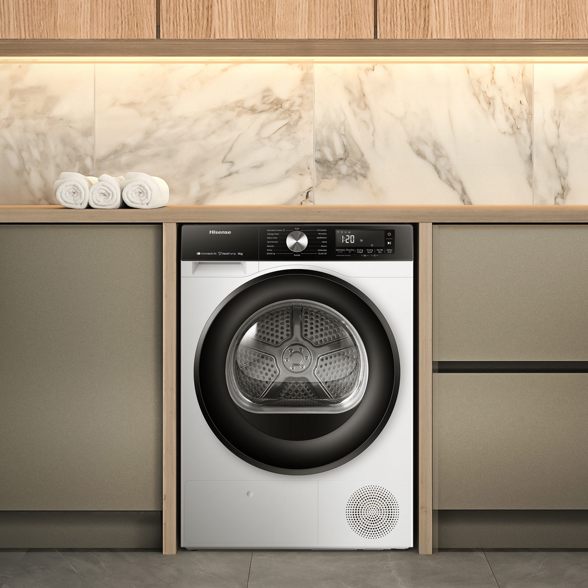 Hisense 8kg 3S Series Heat Pump Condenser Tumble Dryer DH3S802BW3 - White Hisense 8kg 3S Series Heat Pump Condenser Tumble Dryer DH3S802BW3 - White