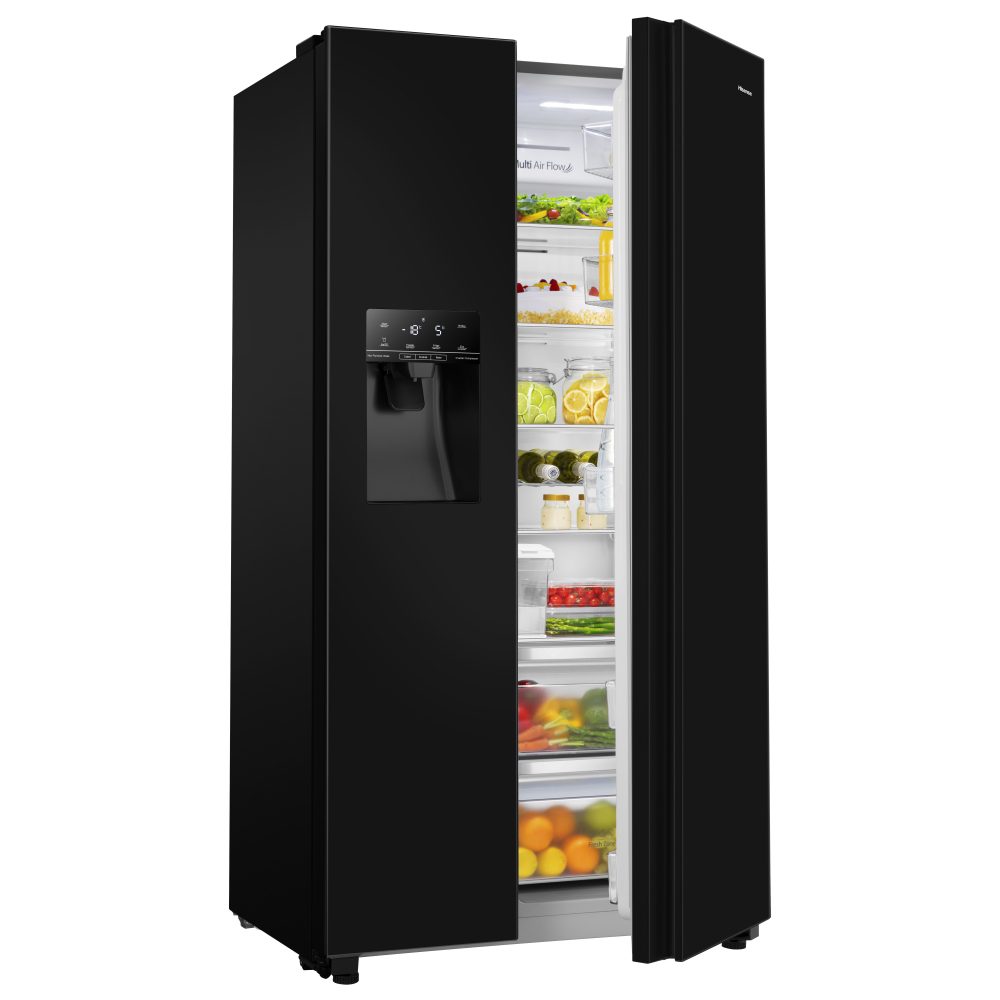 Hisense American Style Fridge Freezer Ice & Water Non Plumbed RS694N4TBE - Black Hisense American Style Fridge Freezer Ice & Water Non Plumbed RS694N4TBE - Black
