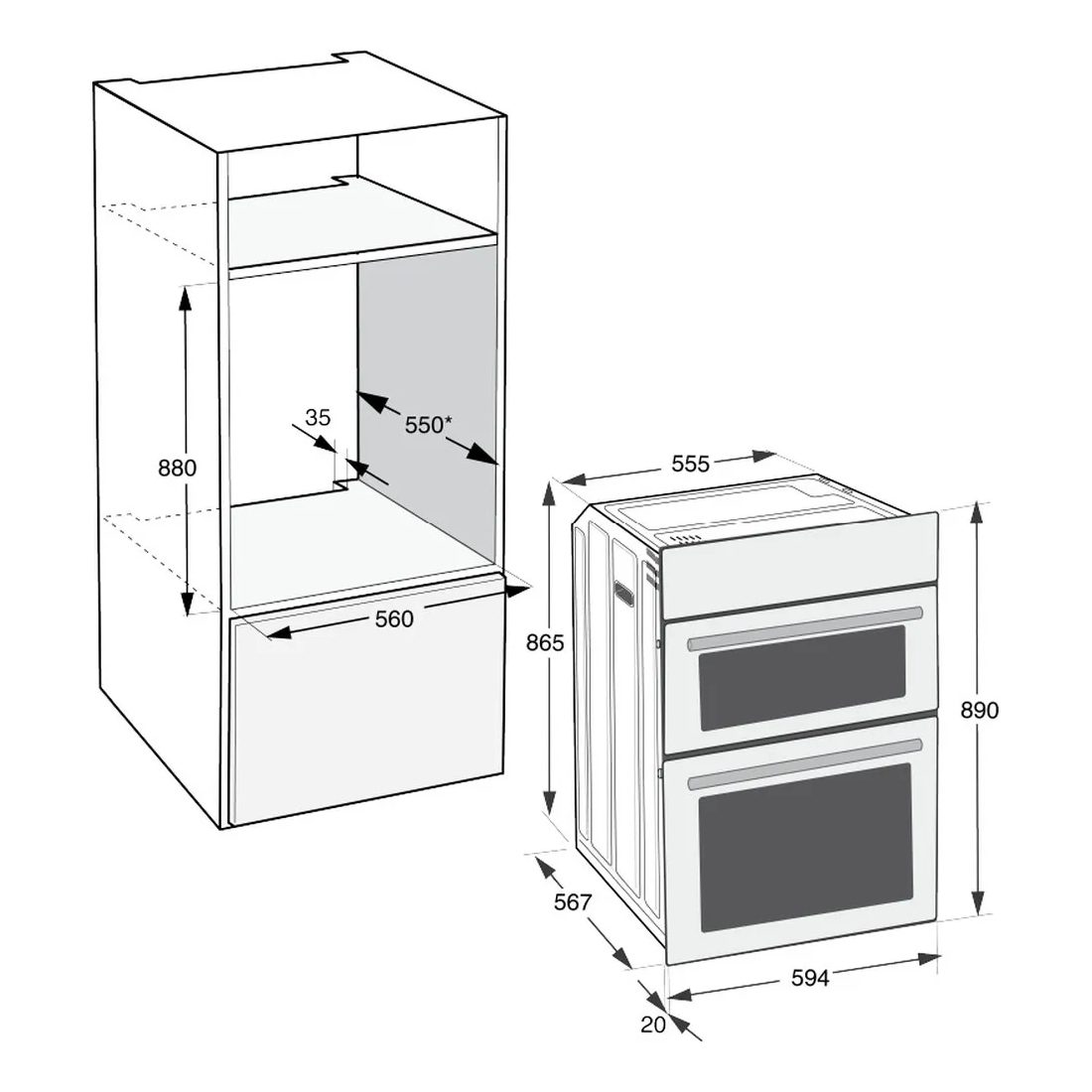 Hotpoint Built In Electric Double Oven DIH 10D B - Black Hotpoint Built In Electric Double Oven DIH 10D B - Black