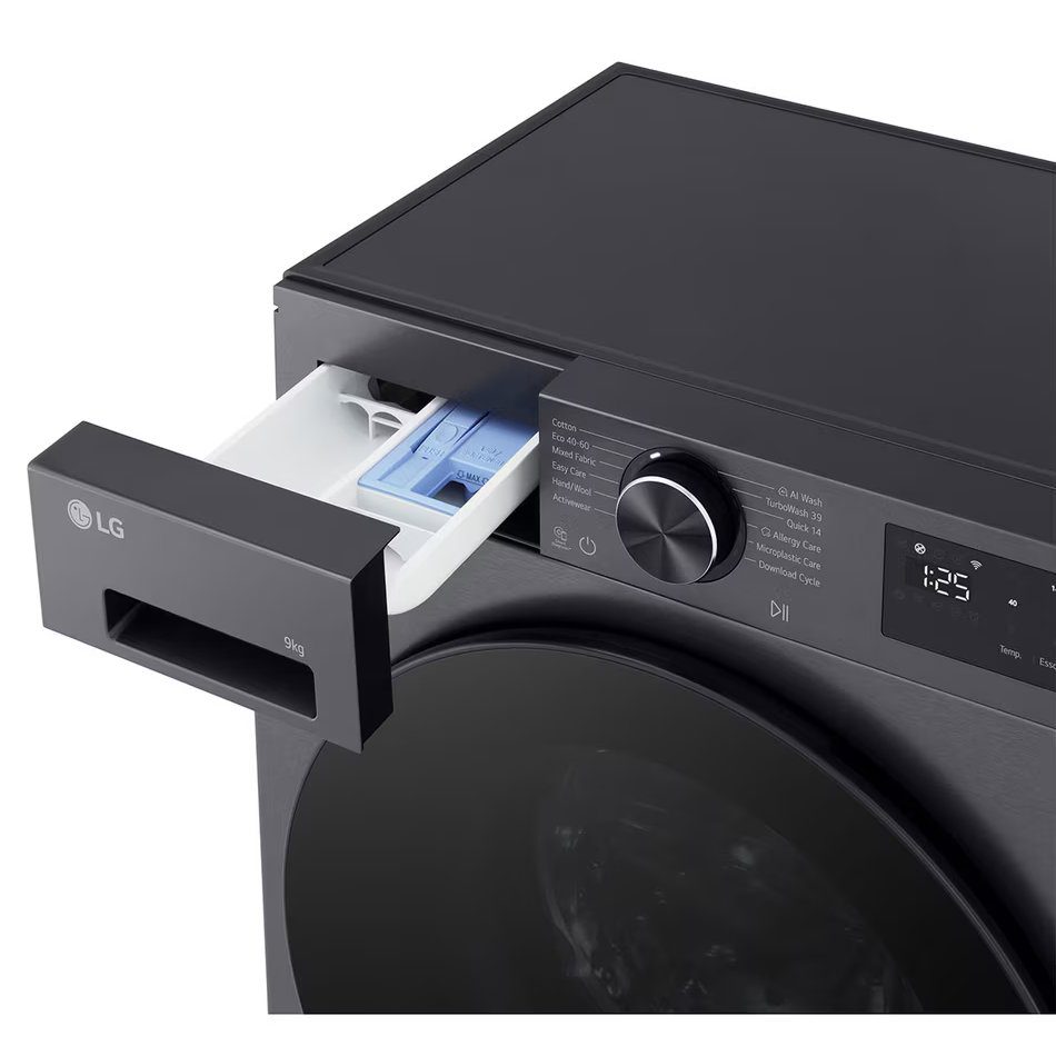 LG 9kg TurboWash Steam Washing Machine F2X50S9TBB - Black Steel LG 9kg TurboWash Steam Washing Machine F2X50S9TBB - Black Steel