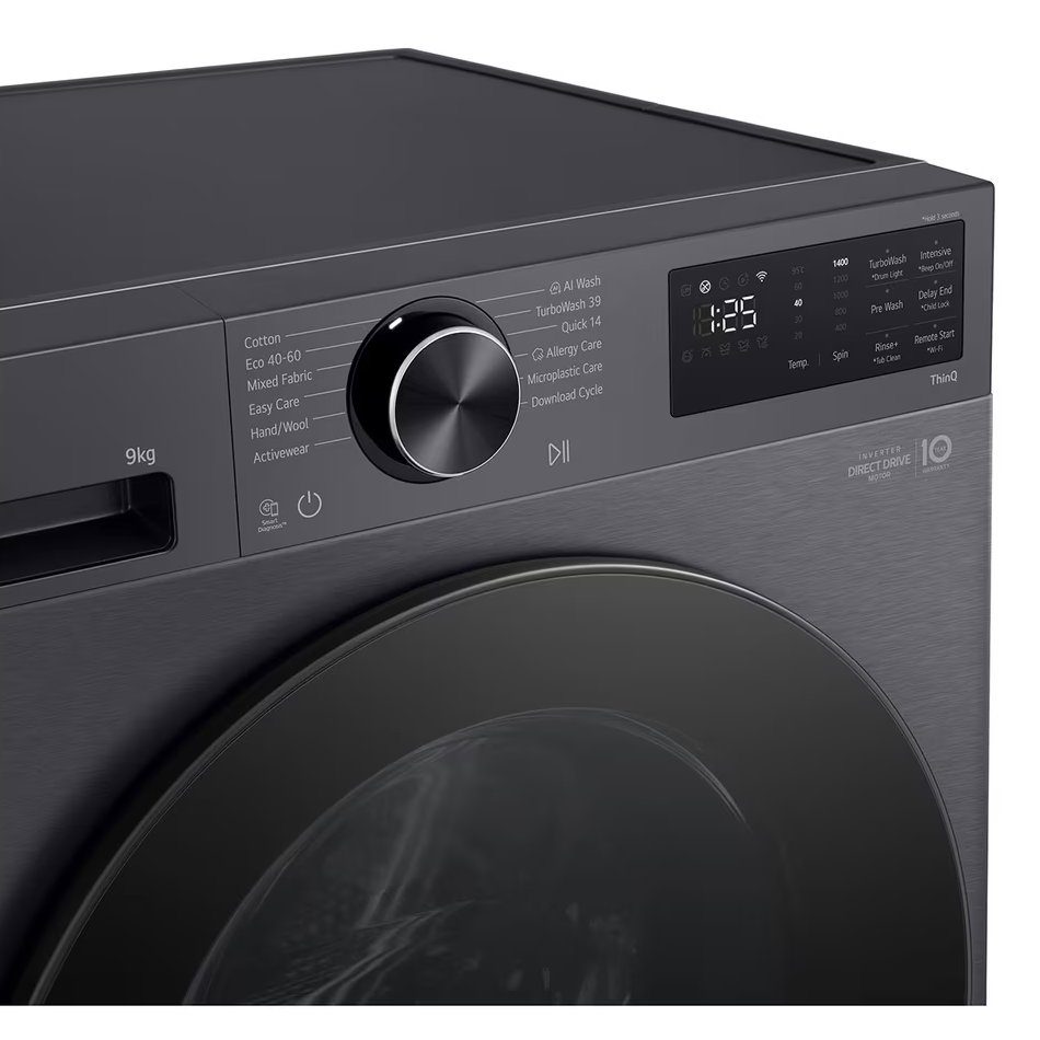LG 9kg TurboWash Steam Washing Machine F2X50S9TBB - Black Steel LG 9kg TurboWash Steam Washing Machine F2X50S9TBB - Black Steel