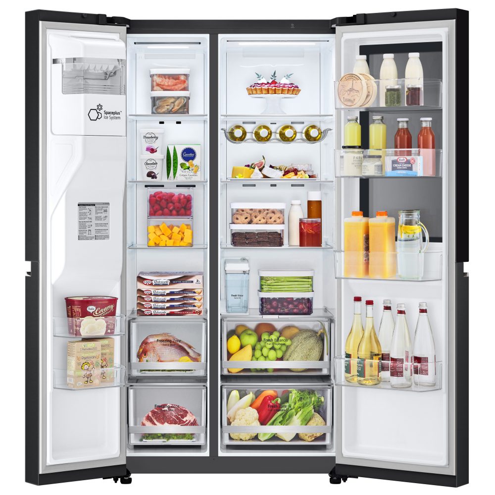 LG Instaview American Style Fridge Freezer With Ice & Water Non Plumbed GSGV81EPLD - Black Steel LG Instaview American Style Fridge Freezer With Ice & Water Non Plumbed GSGV81EPLD - Black Steel