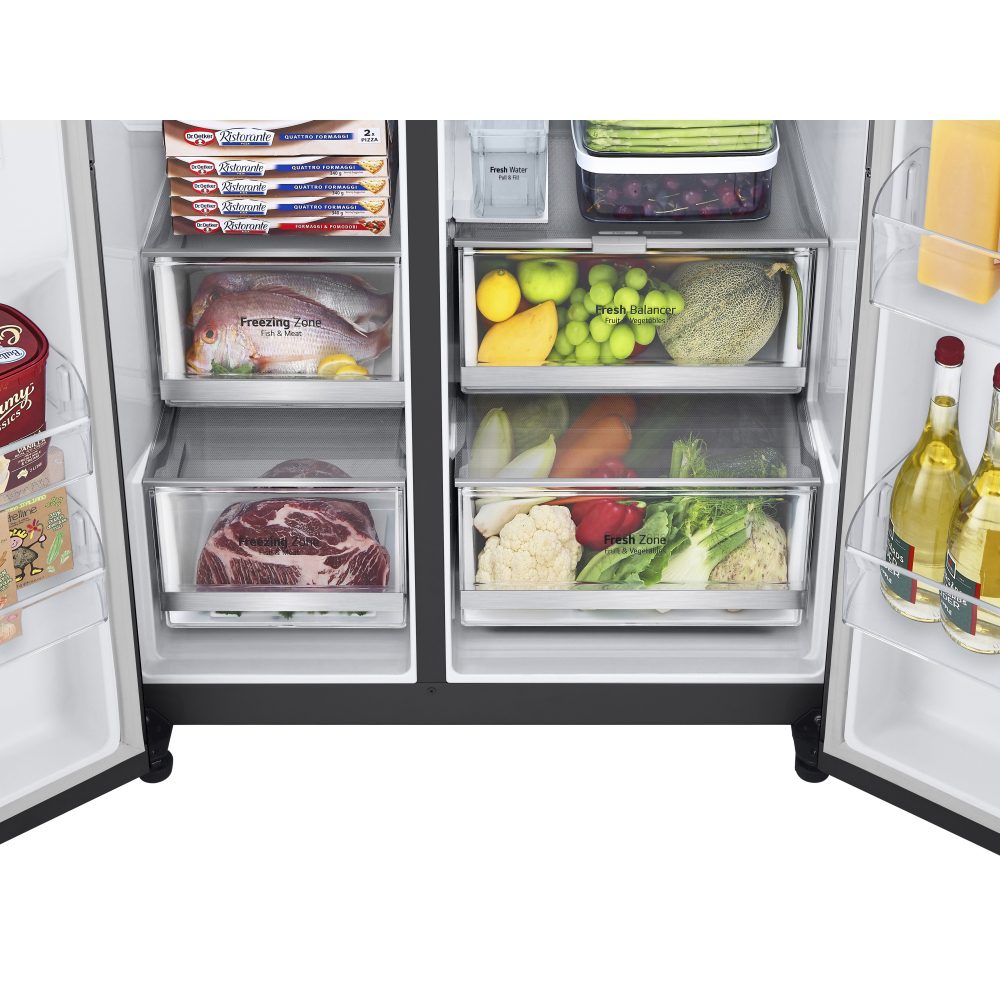 LG Instaview American Style Fridge Freezer With Ice & Water Non Plumbed GSGV81EPLD - Black Steel LG Instaview American Style Fridge Freezer With Ice & Water Non Plumbed GSGV81EPLD - Black Steel