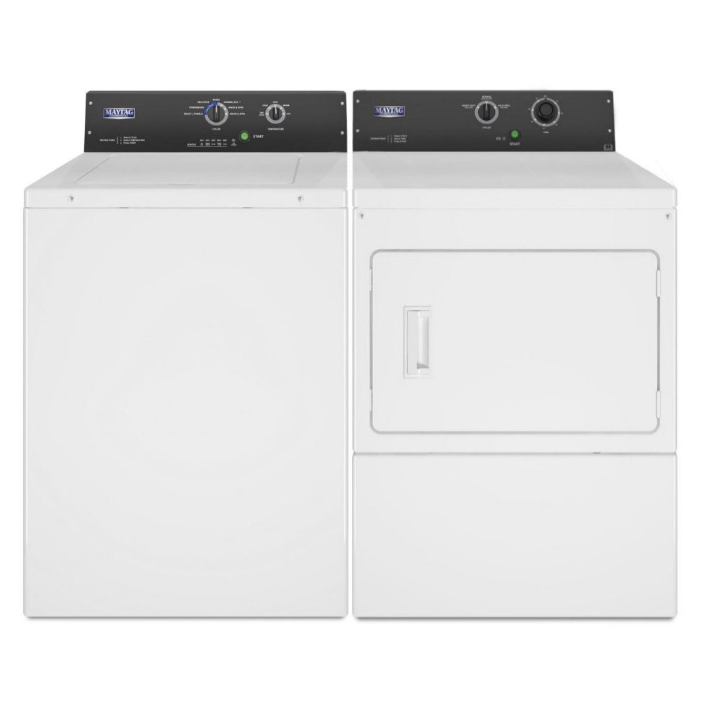 Maytag  10.5kg American Commercial Washer & Dryer Pack MAT23MNAGW MDE20MNTGW - WHITE