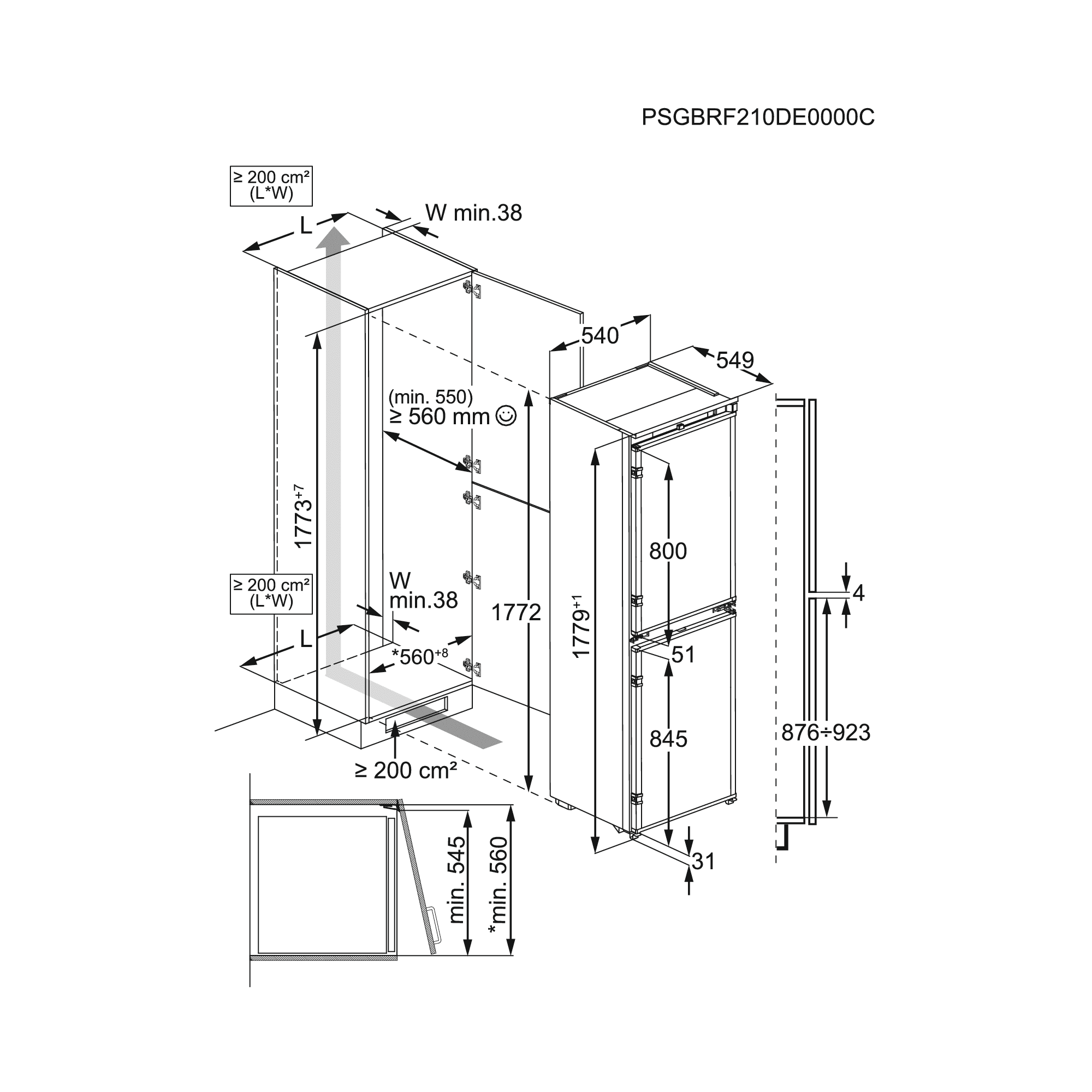 AEG 177cm Series 6000 Integrated 50/50 Frost Free Fridge Freezer OSC6T185ES AEG 177cm Series 6000 Integrated 50/50 Frost Free Fridge Freezer OSC6T185ES