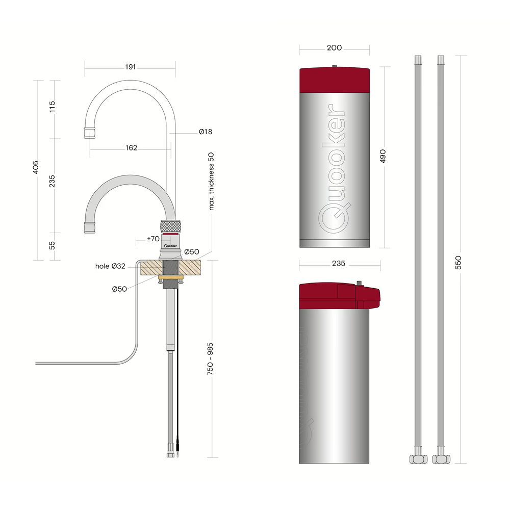 Quooker CNSRNIC Combi+ Classic Nordic Round Boiling Water Tap COMBI+ CLASSIC NORDIC ROUND NICKEL - NICKEL Quooker CNSRNIC Combi+ Classic Nordic Round Boiling Water Tap COMBI+ CLASSIC NORDIC ROUND NICKEL - NICKEL