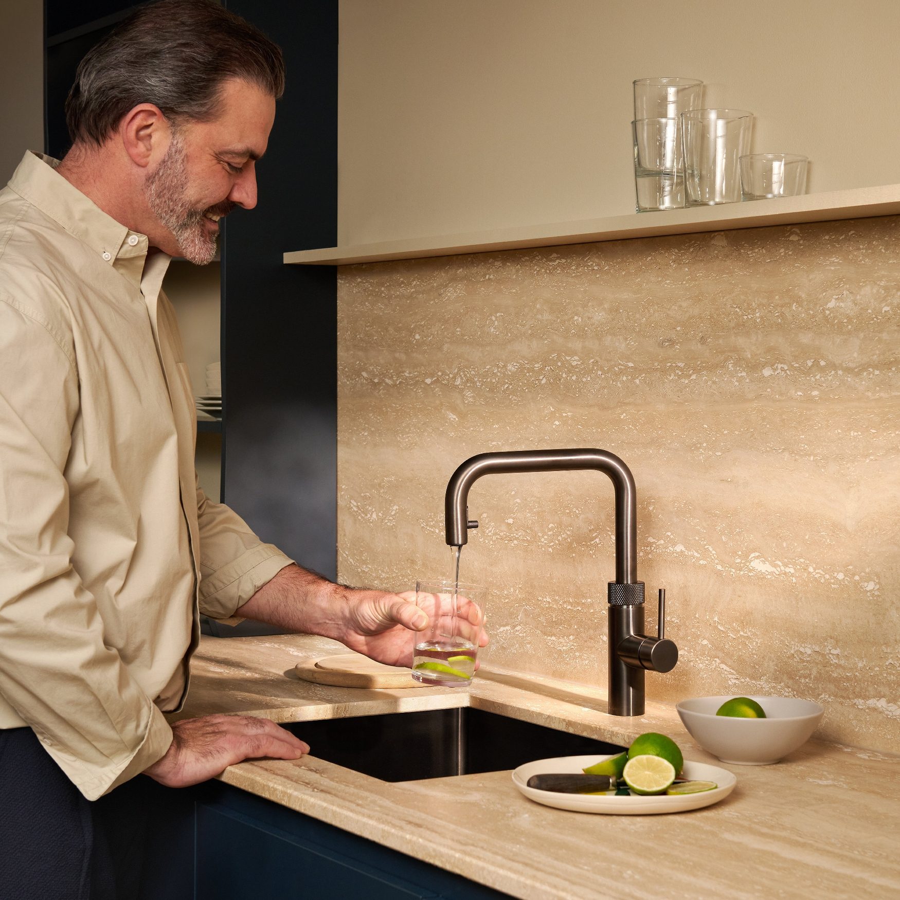 Quooker FXSGME Flex Square 3-in-1 Boiling Water Tap PRO3 FLEX SQUARE GUNMETAL - GUNMETAL Quooker FXSGME Flex Square 3-in-1 Boiling Water Tap PRO3 FLEX SQUARE GUNMETAL - GUNMETAL