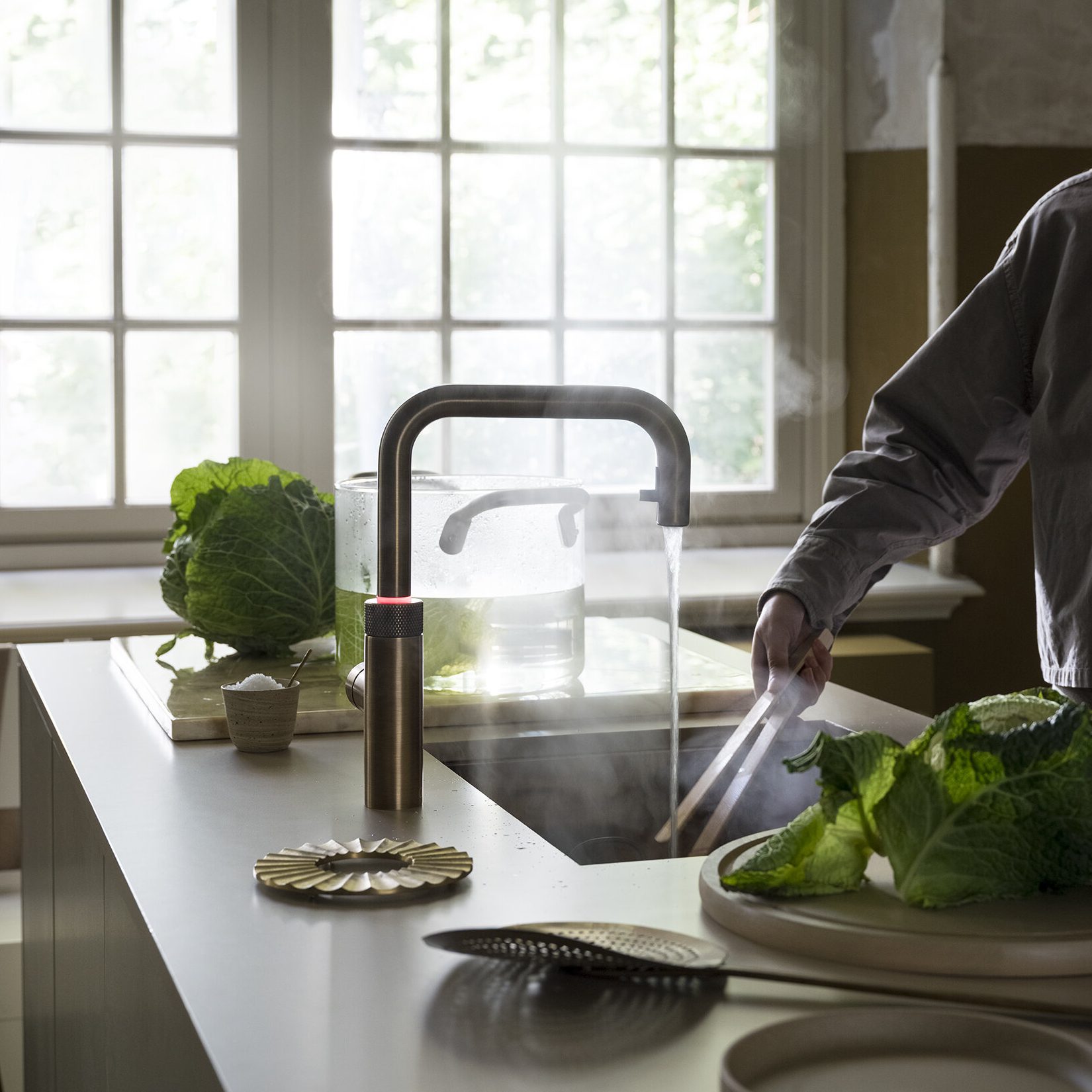 Quooker FXSPTB Flex Square 3-in-1 Boiling Water Tap PRO3 FLEX SQUARE PTB - PATINATED BRASS Quooker FXSPTB Flex Square 3-in-1 Boiling Water Tap PRO3 FLEX SQUARE PTB - PATINATED BRASS