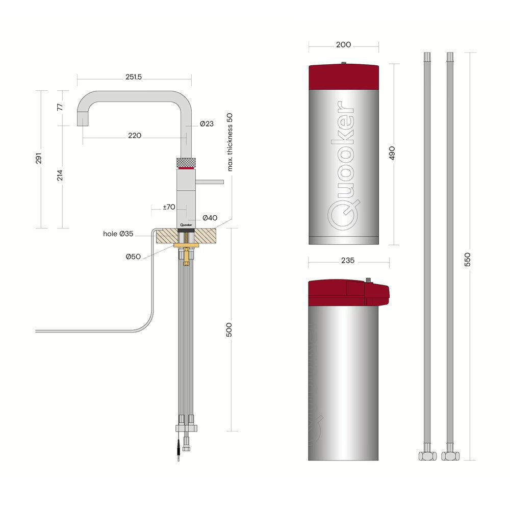 Quooker FNSBLK Combi+ Fusion Square Boiling Water Tap COMBI+ FUSION SQUARE BLACK - BLACK Quooker FNSBLK Combi+ Fusion Square Boiling Water Tap COMBI+ FUSION SQUARE BLACK - BLACK