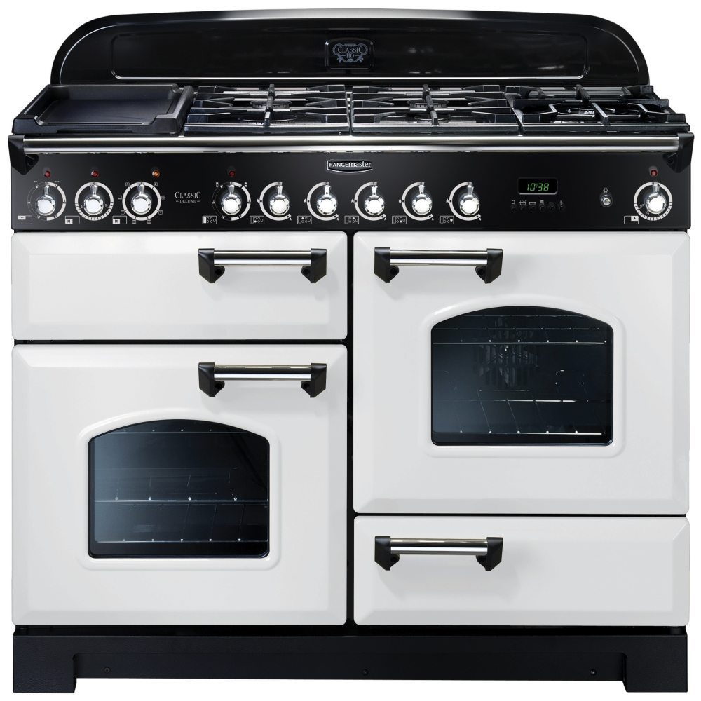 Rangemaster  Classic Deluxe 110cm Dual Fuel Range Cooker 112930 CDL110DFFWH/C - White