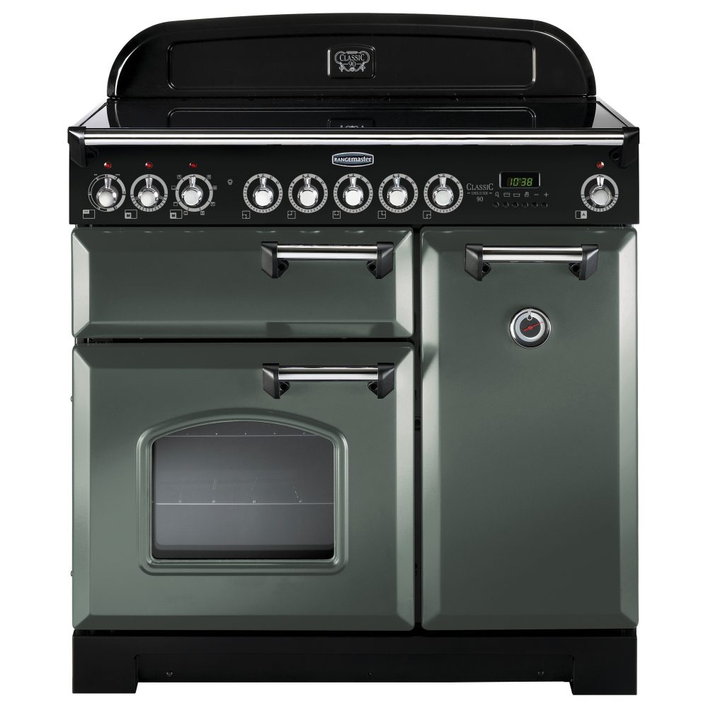 Rangemaster  Classic Deluxe 90cm Induction Range Cooker 127590 CDL90EIMG/C - Mineral Green