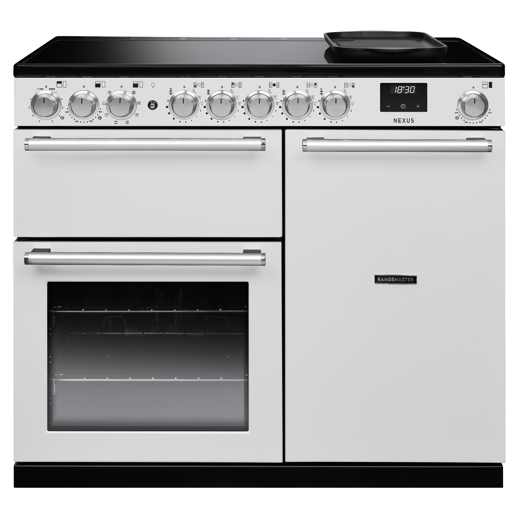Rangemaster NEX100EIPWHT/CM1 Nexus 100cm Induction Range Cooker Chrome Trim 16405 - White