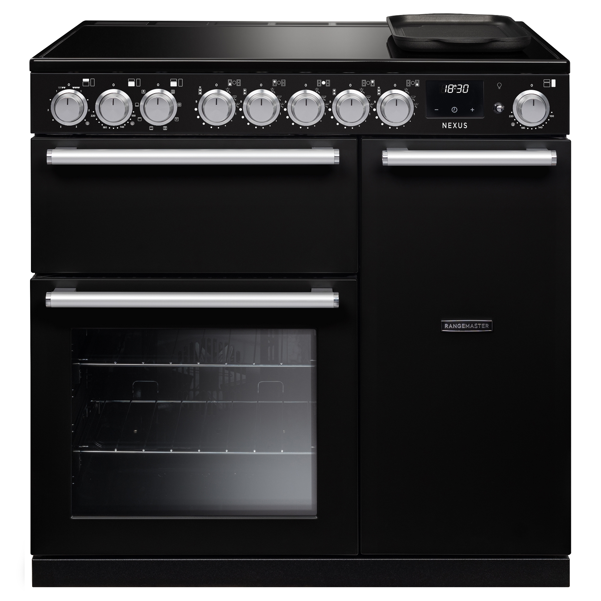 Rangemaster NEX90EIPGBL/CM1 Nexus 90cm Induction Range Cooker Chrome Trim 16367 - Black