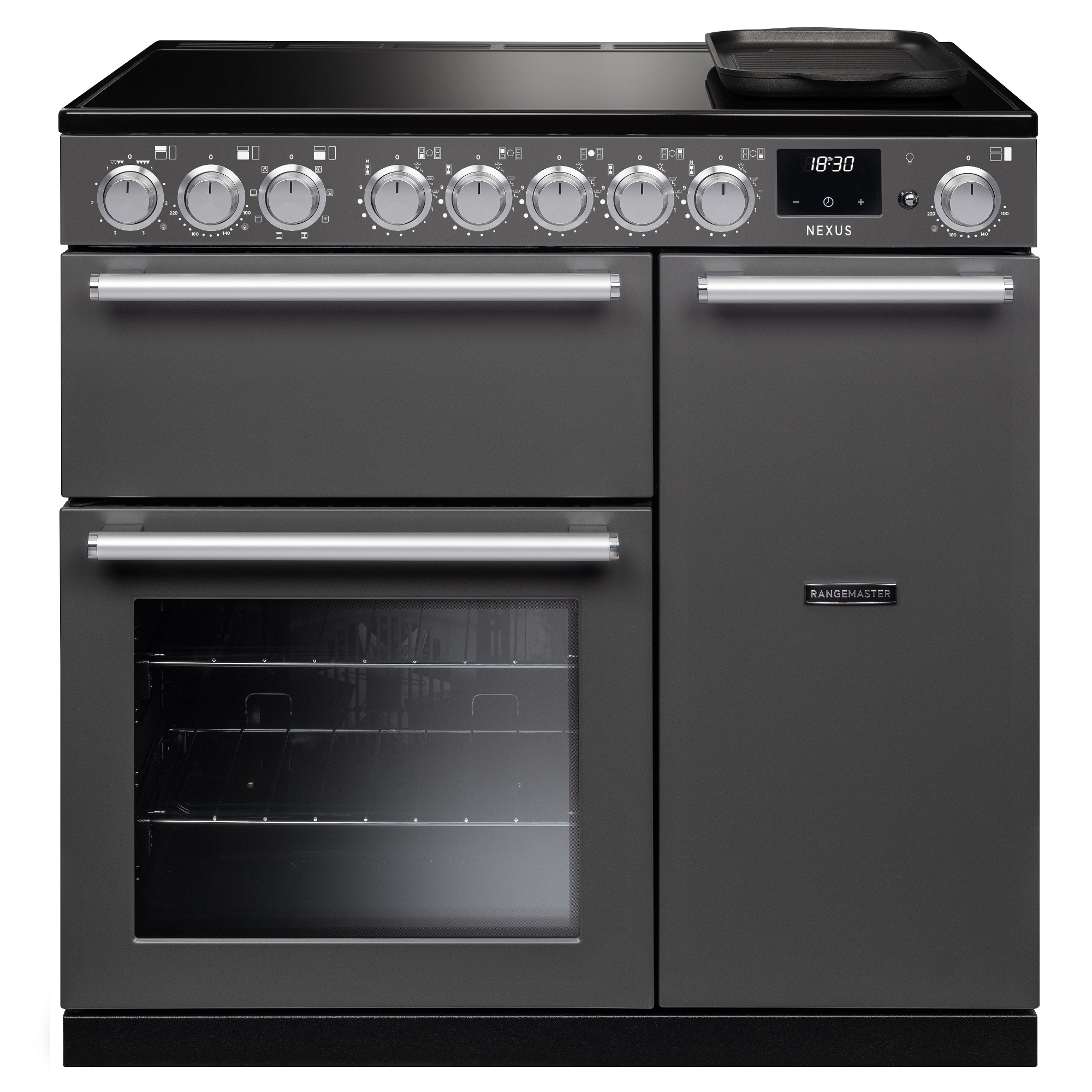 Rangemaster NEX90EIPSLT/CM1 Nexus 90cm Induction Range Cooker Chrome Trim 16369 - Slate